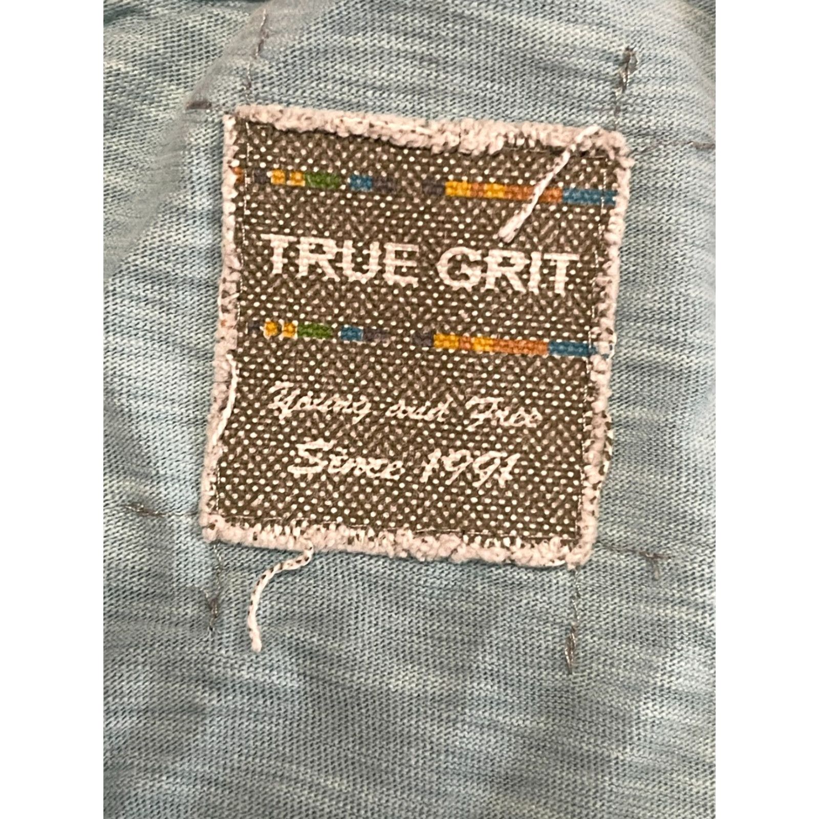 Vintage True Grit Shirt Women's Large Blue Short Sleeve Size L / US 10 / IT 46 - 6 Thumbnail
