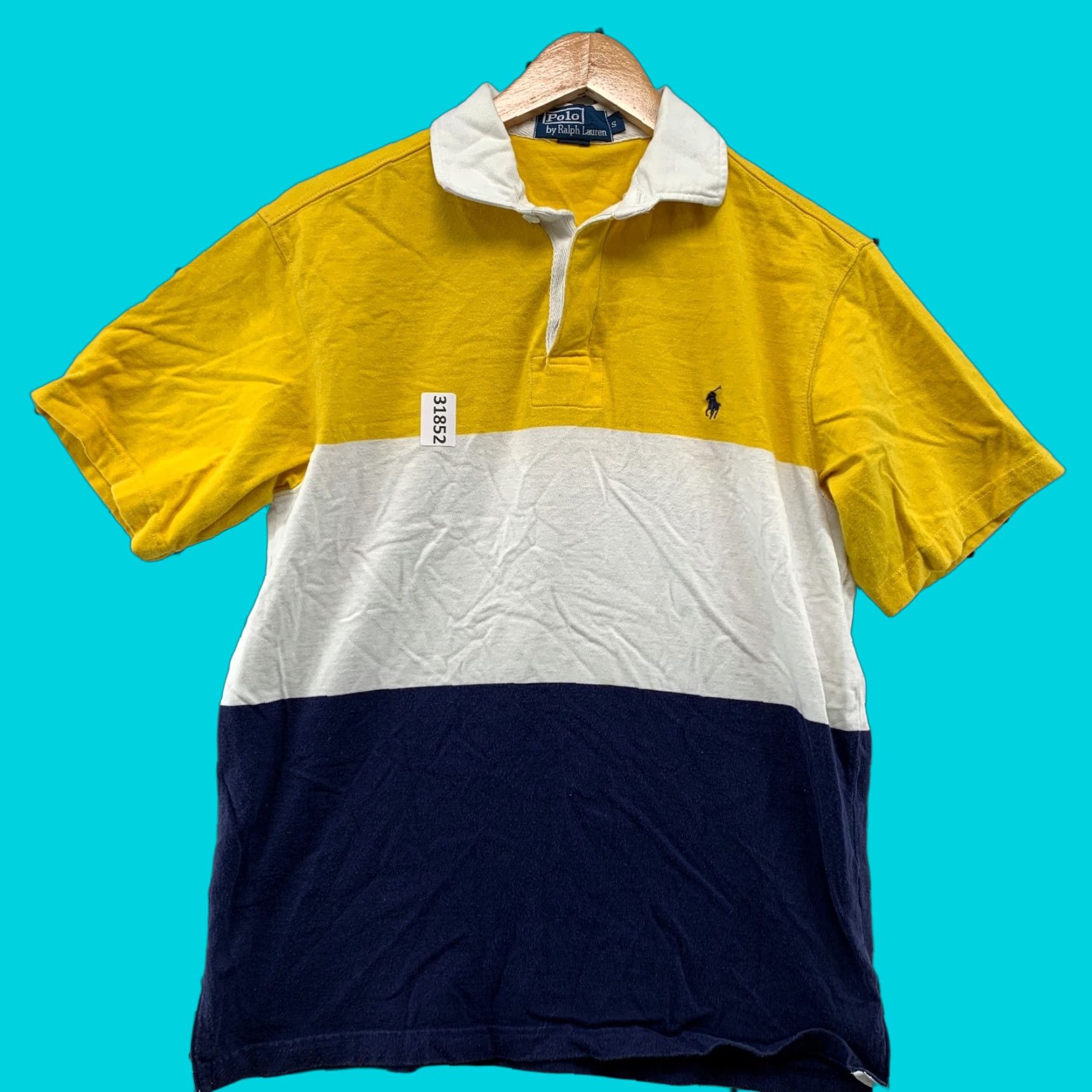 Polo Ralph Lauren Vintage Polo Ralph Lauren Rugby Shirt Mens Small Yellow White Striped Preppy Polo Shirt Men S Yellow Striped Rugby Shirt Size US S / EU 44-46 / 1 - 1 Thumbnail