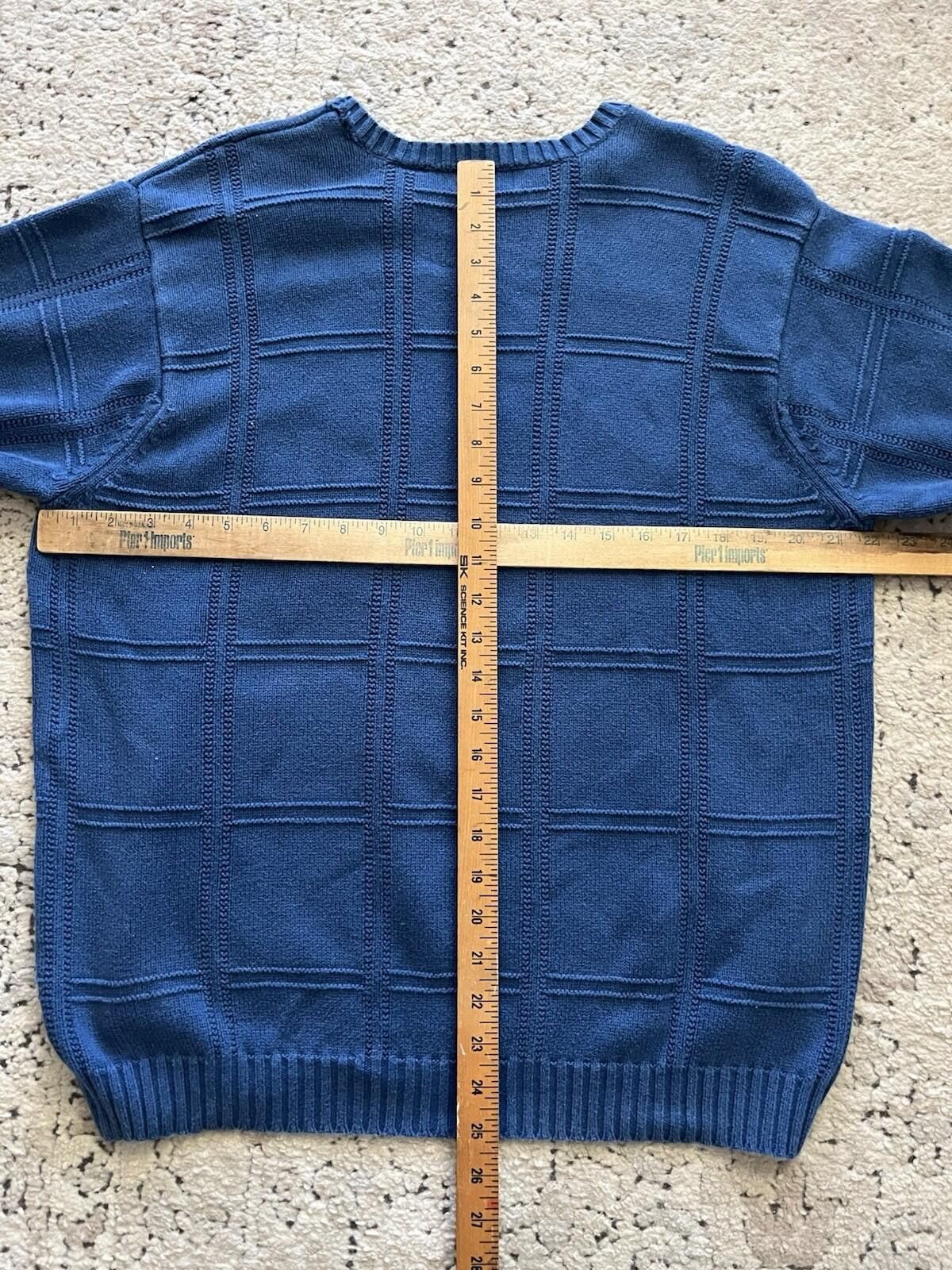 Izod IZOD Vintage Blue Cotton Grid Crewneck Sweater L Size US L / EU 52-54 / 3 - 5 Thumbnail