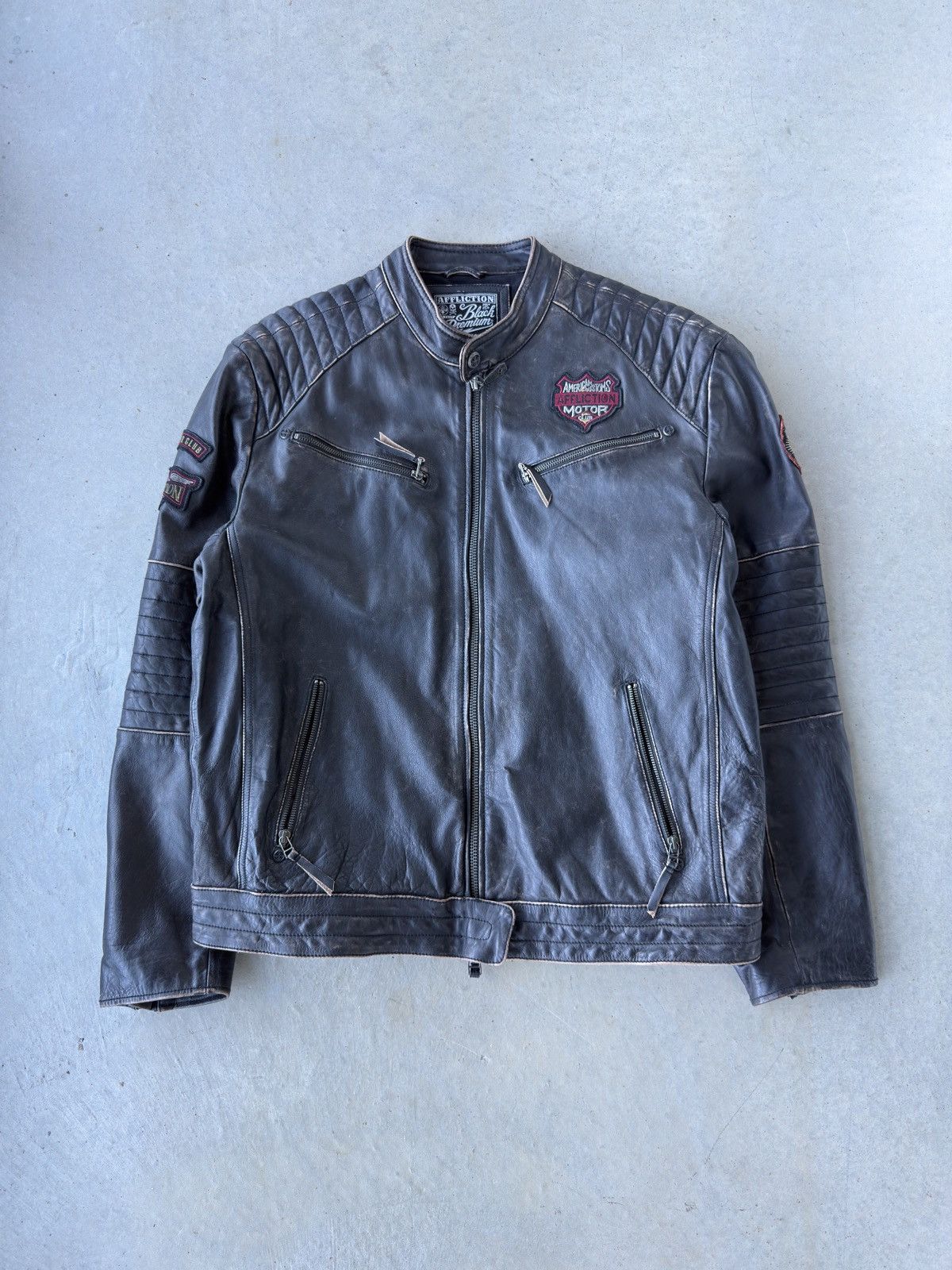Affliction Vintage Y2K Affliction American Customs Leather Biker Jacket Size US XXL / EU 58 / 5 - 2 Thumbnail