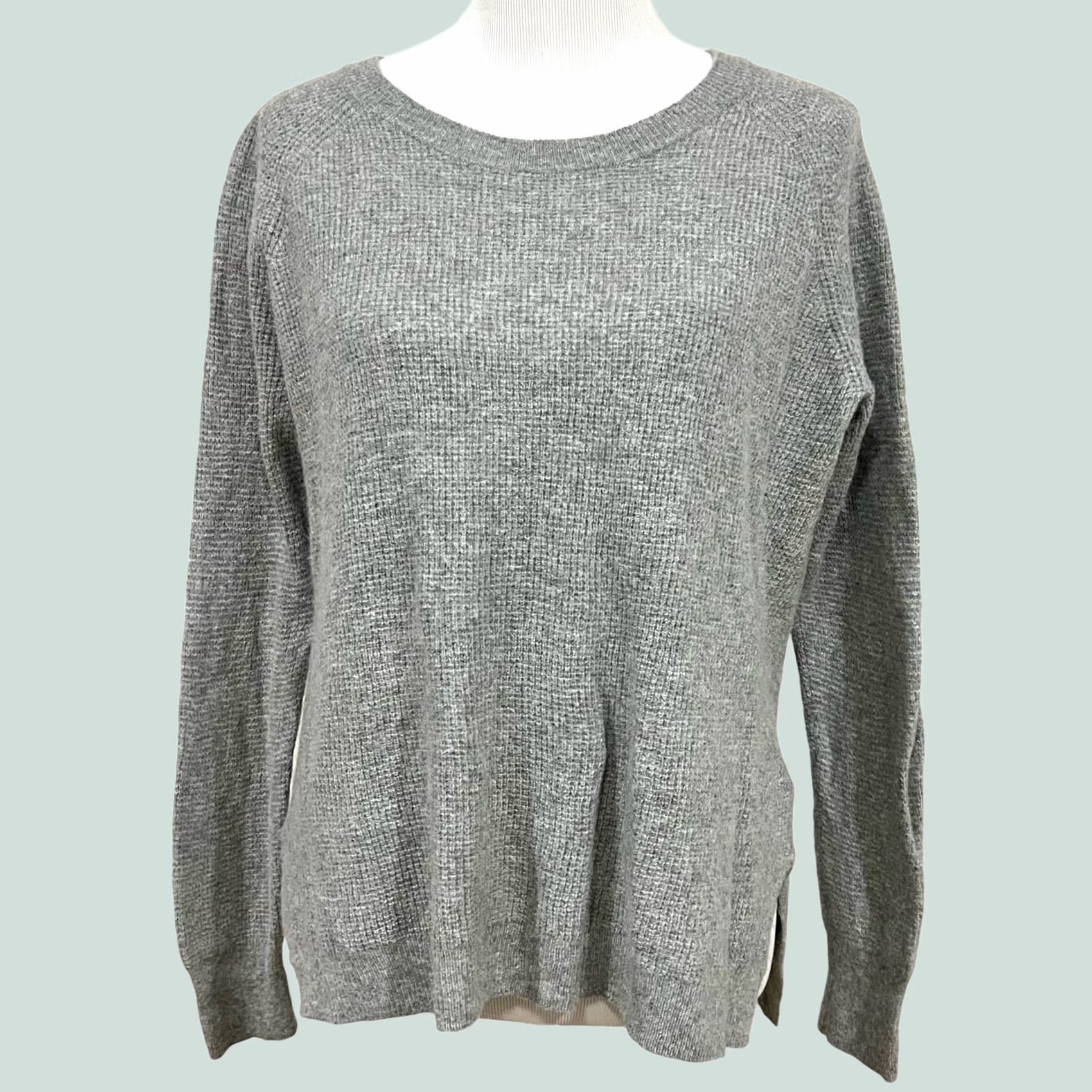 Madewell Madewell Waffle Knit Sweater Pullover Gray Wool Blend L Women's Pullover Knit Waffle-Stitch Wool Blend L Size L / US 10 / IT 46 - 1 Thumbnail