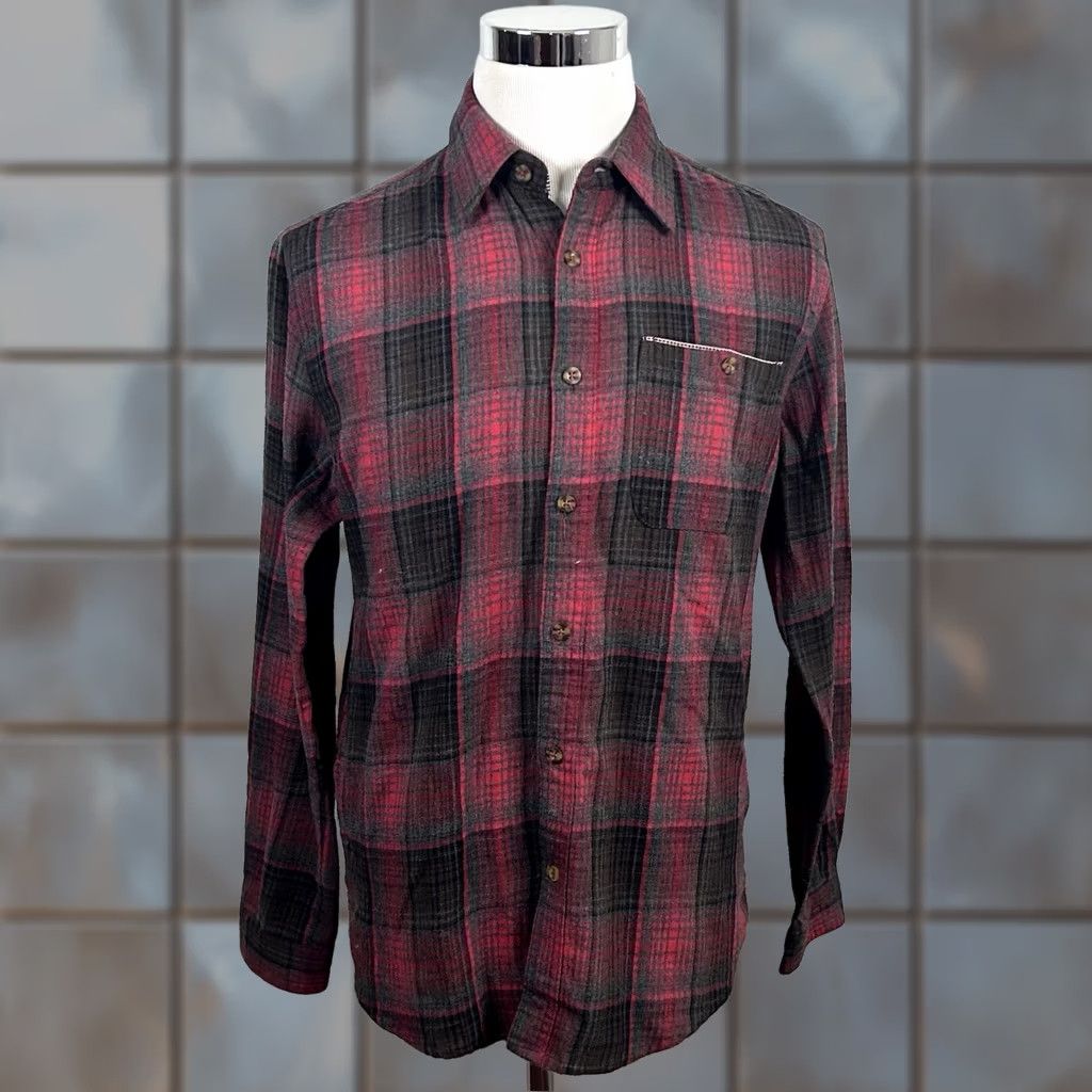 Vintage Boston Traders Luxury Flannel Shirt Mens Medium Red Gray Plaid Cotton Button-Up Size US M / EU 48-50 / 2 - 1 Thumbnail