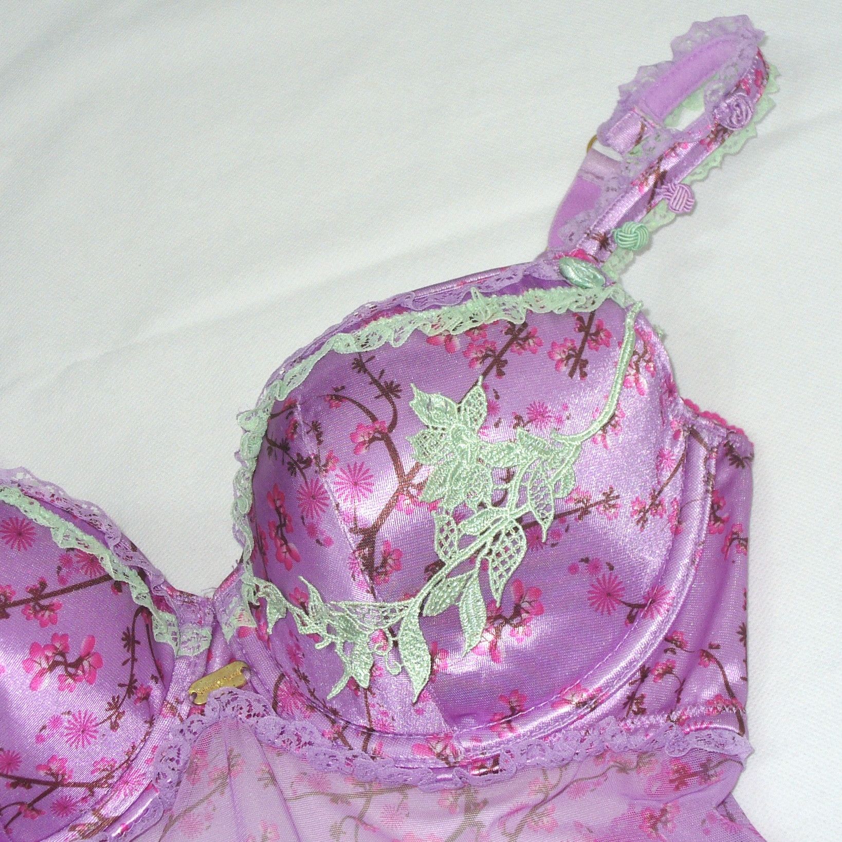 Other French vintage purple floral corset (US 36B) Size M / US 6-8 / IT 42-44 - 4 Thumbnail