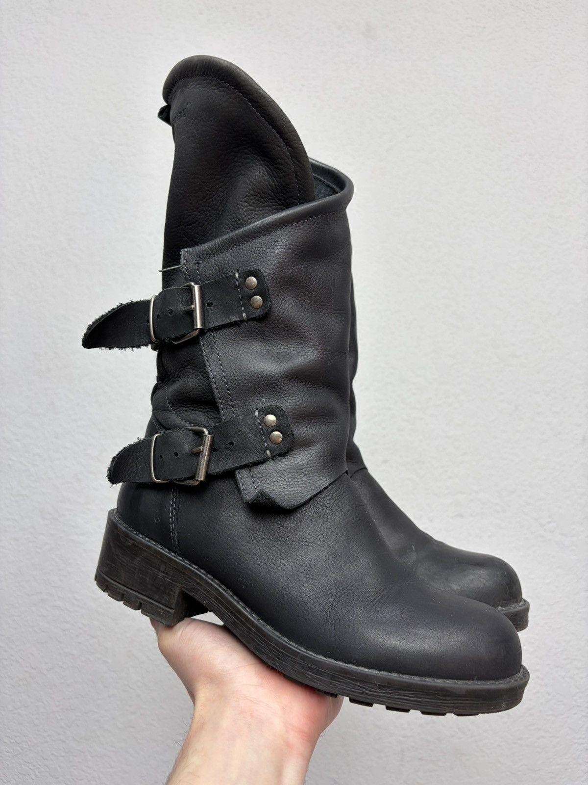 If Six Was Nine Vintage Italian AS 98 Rick Owens Style Leather Biker Boots Size US 7 / IT 37 - 1 Thumbnail