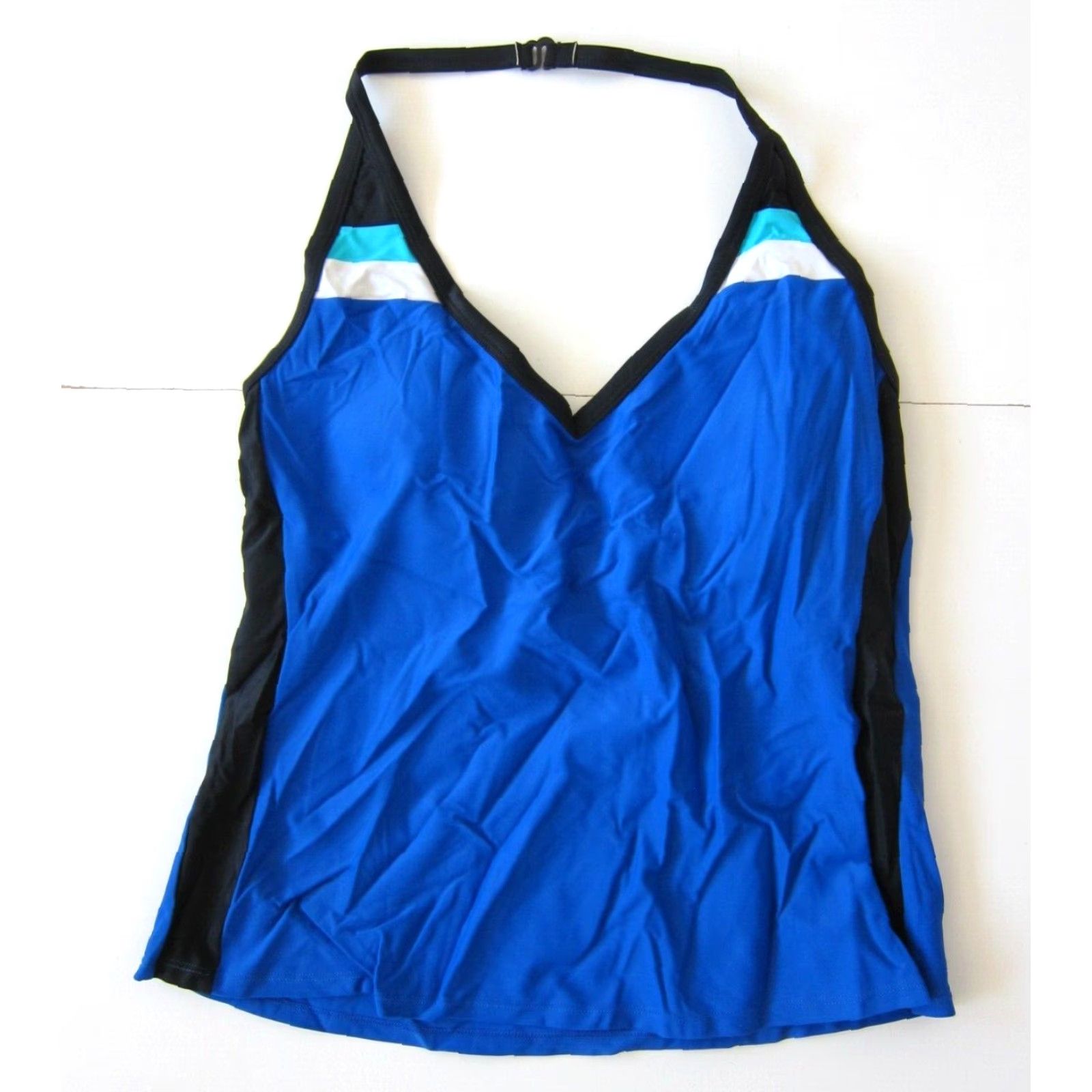 Vintage Athletech Top Halter Built In Bra Tankini Swim Blue 18 Womens Swimsuit Size XXL / US 16-18 / IT 52-54 - 7 Thumbnail