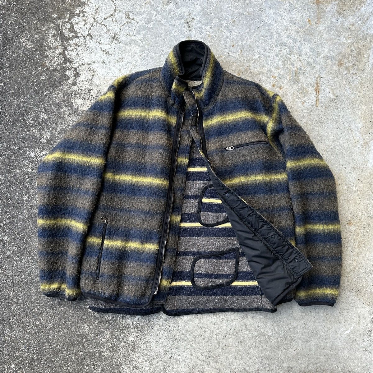 Kapital Blanket Striped Mohair Fleece Brown’s Beach Vest Reversible Size US L / EU 52-54 / 3 - 3 Thumbnail