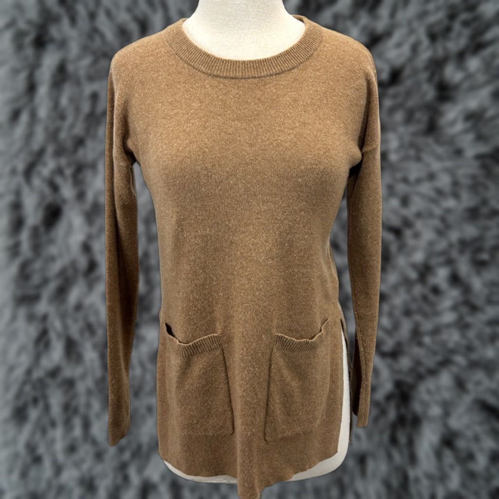 Madewell MADewell 100% Cashmere Tunic Sweater XS Brown Camel Pockets Women Size XS / US 0-2 / IT 36-38 - 1 Thumbnail