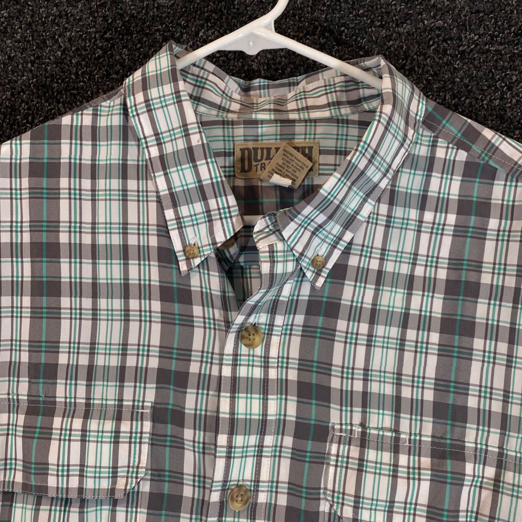 Duluth Trading Company Duluth Trading Co Shirt Mens XL Extra Large Gray White Button Down Long Sleeve Plaid Regular Mens Size US XL / EU 56 / 4 - 2 Thumbnail