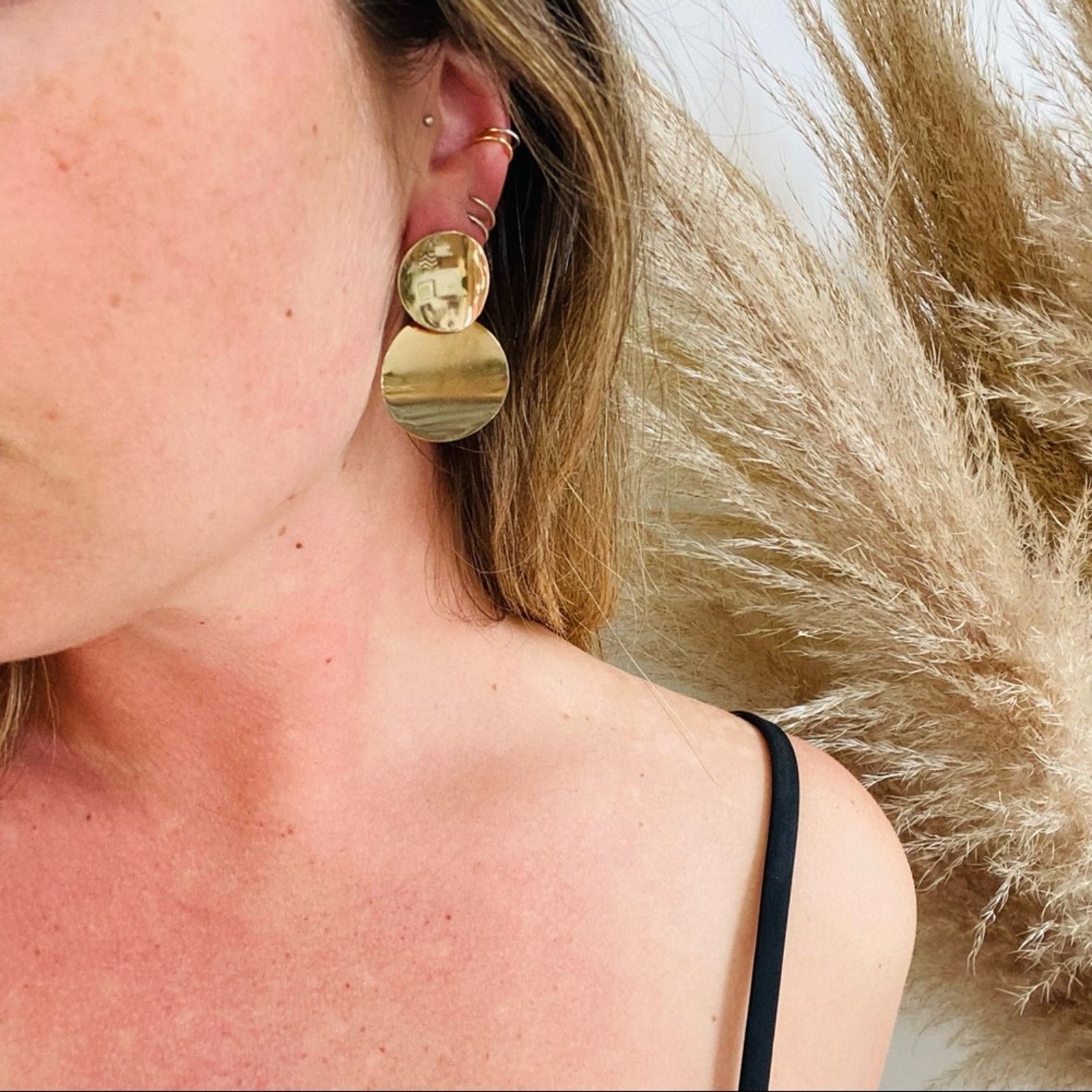 Nordstrom NEW NORDSTROM REVOLVE Gold Circle Stud Drop Earrings Jewelry Size ONE SIZE - 3 Thumbnail