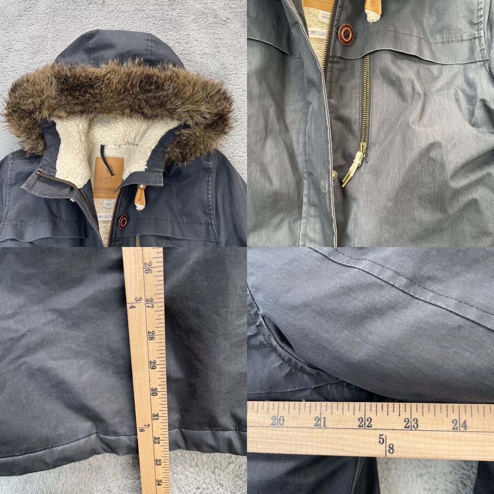 Vintage ROXY Jacket Womens Small Blue Gray Parka Coat Hooded Insulated Snowboard Size S / US 4 / IT 40 - 8 Thumbnail