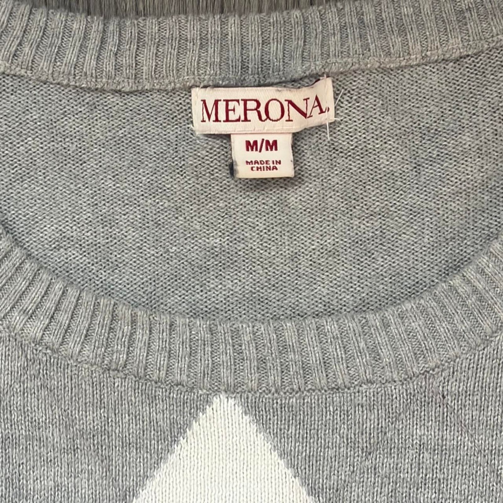 Merona Merona Grey & White Plaid Long Sleeve - Size: M Size M / US 6-8 / IT 42-44 - 2 Thumbnail