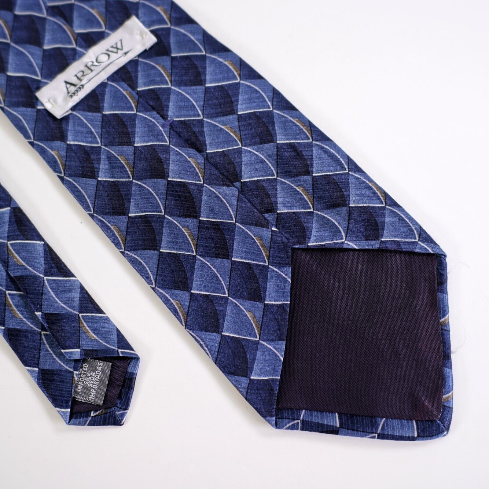 Arrow Arrow Blue Abstract Geometric Metallic Sheen Print Silk Tie Size ONE SIZE - 5 Thumbnail