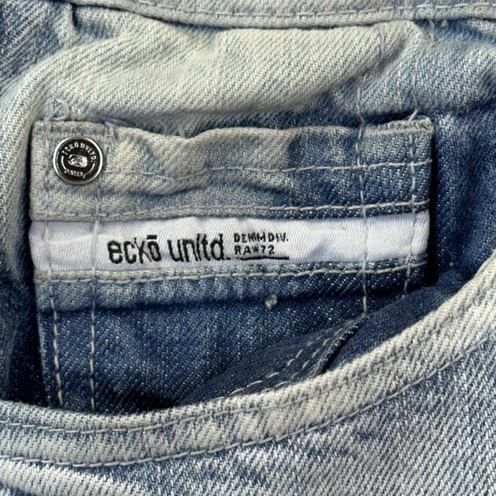 Ecko Unltd. VINTAGE Ecko Unltd Jeans Mens Athletic Blue Light Wash 46x32 5-Pocket Hip Hop Grunge 90s Logo Skull Stretch Denim Jeans Mens Size US 30 / EU 46 - 6 Thumbnail