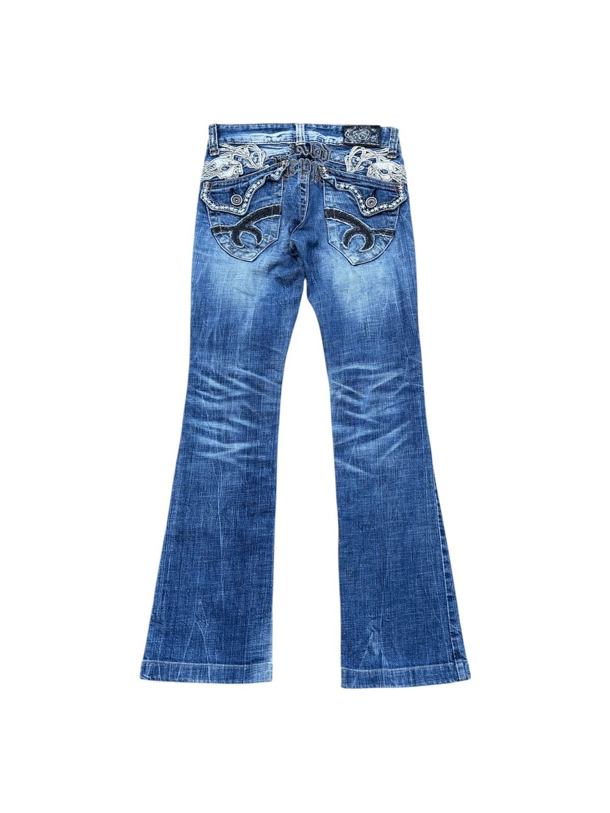 Christian Audigier RED PAPPER Japan Flare Jeans Skulls Size 24" / US 00 / IT 34 - 2 Thumbnail
