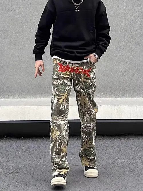 Japanese Brand × Jean High street leaf graffiti camouflage embroidered jeans Size US 32 / EU 48 - 3 Thumbnail