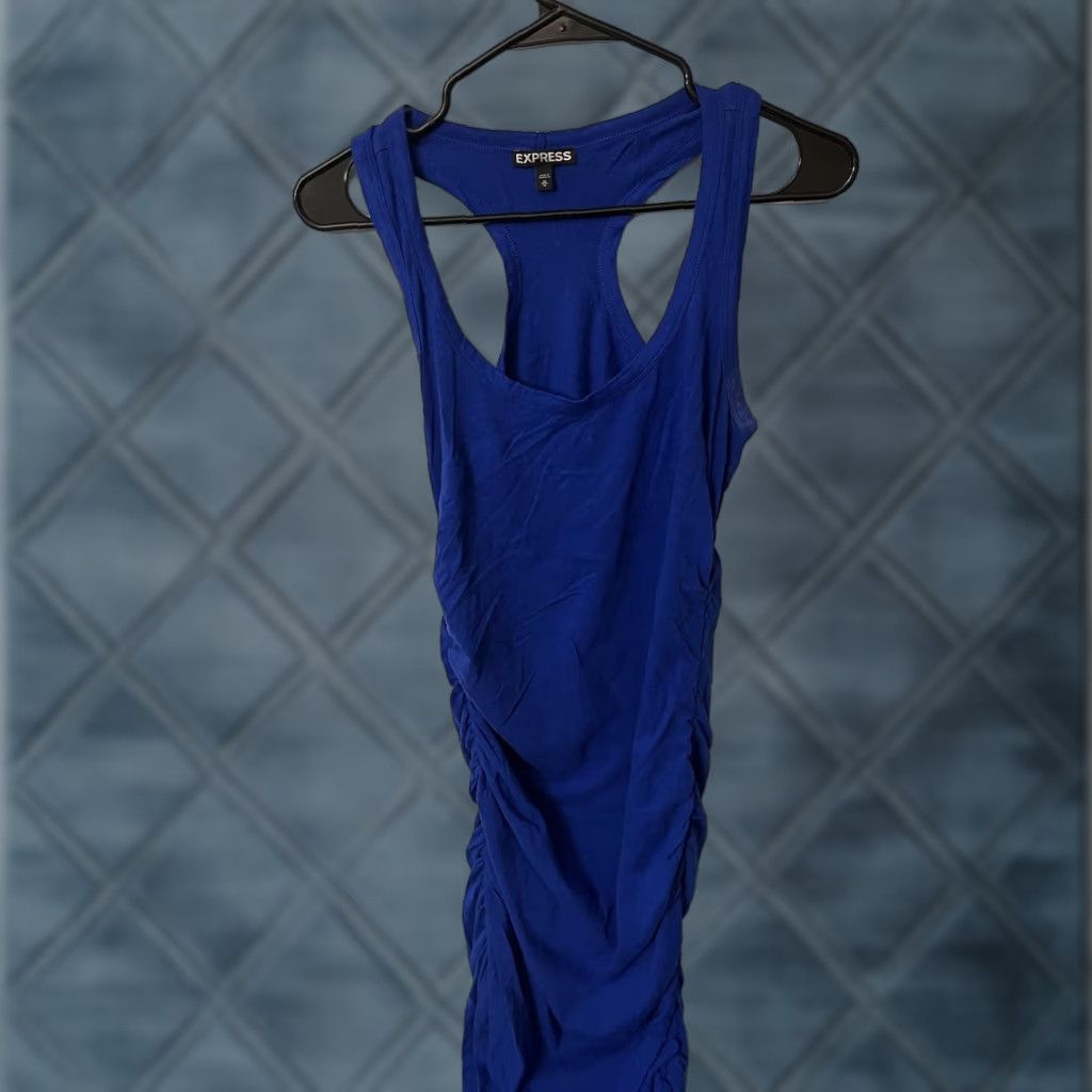 Express Express Women's Medium Scoop Neck Sleeveless Side Knot Summer Dress Blue Solid Casual Size M / US 6-8 / IT 42-44 - 1 Thumbnail