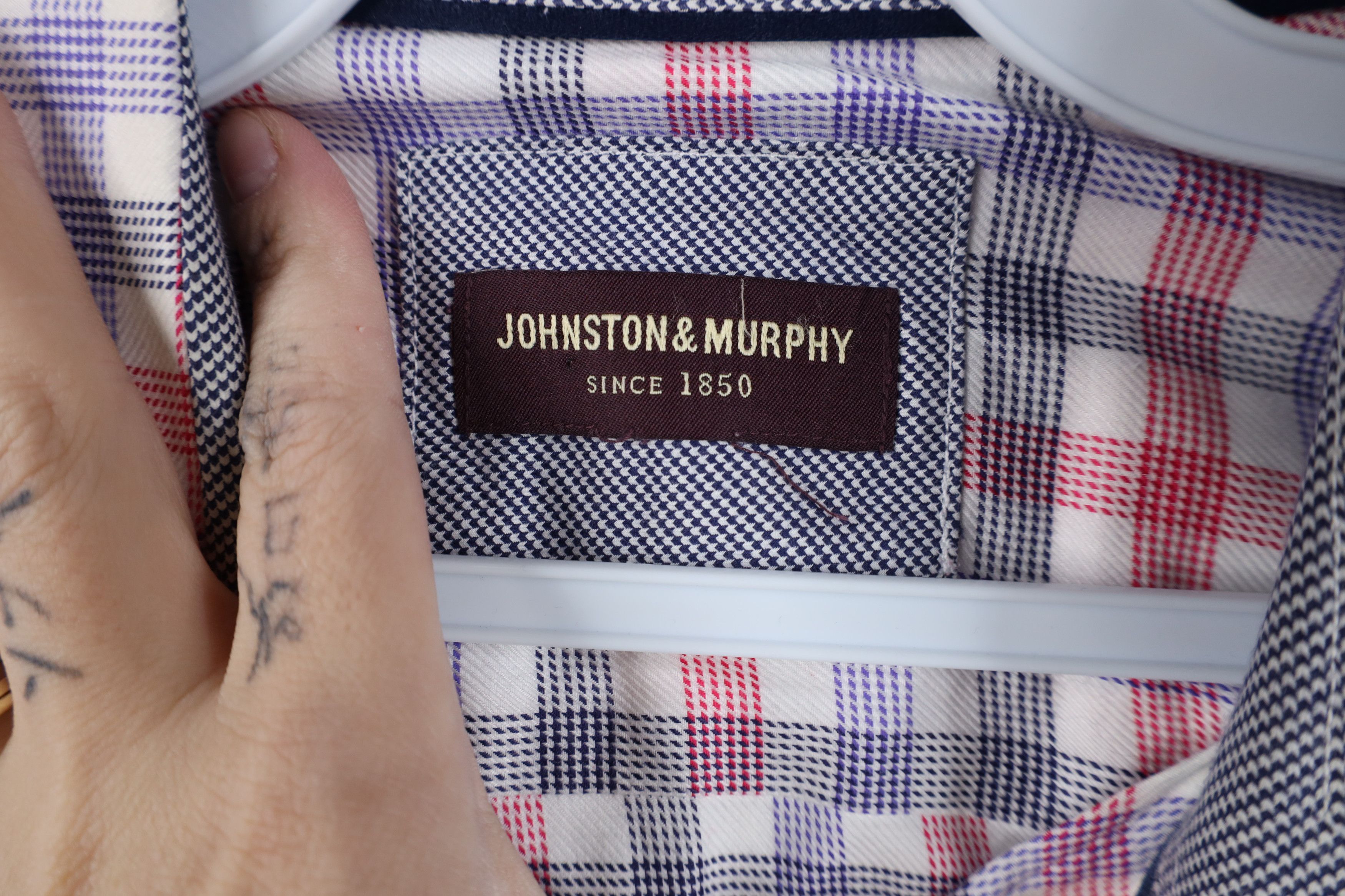 Johnston & Murphy Johnston & Murphy Checkered Collared Button Shirt Cotton Size US XL / EU 56 / 4 - 9 Thumbnail