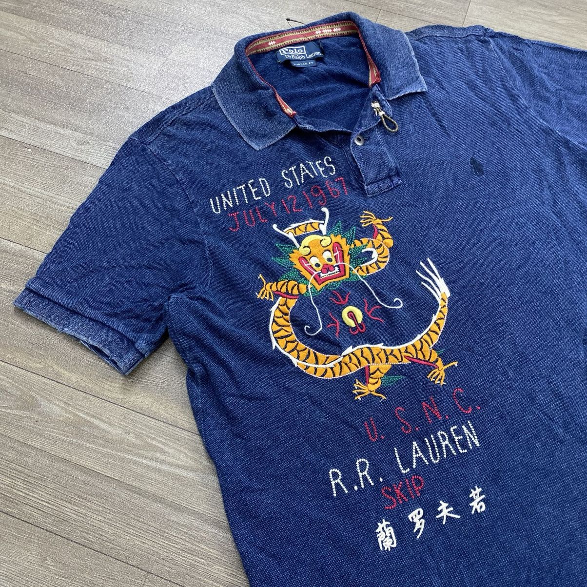 Polo Ralph Lauren Rare Polo Ralph Lauren U.S.N.C Dragon Embroidered Polo Shirt Size US XL / EU 56 / 4 - 3 Thumbnail