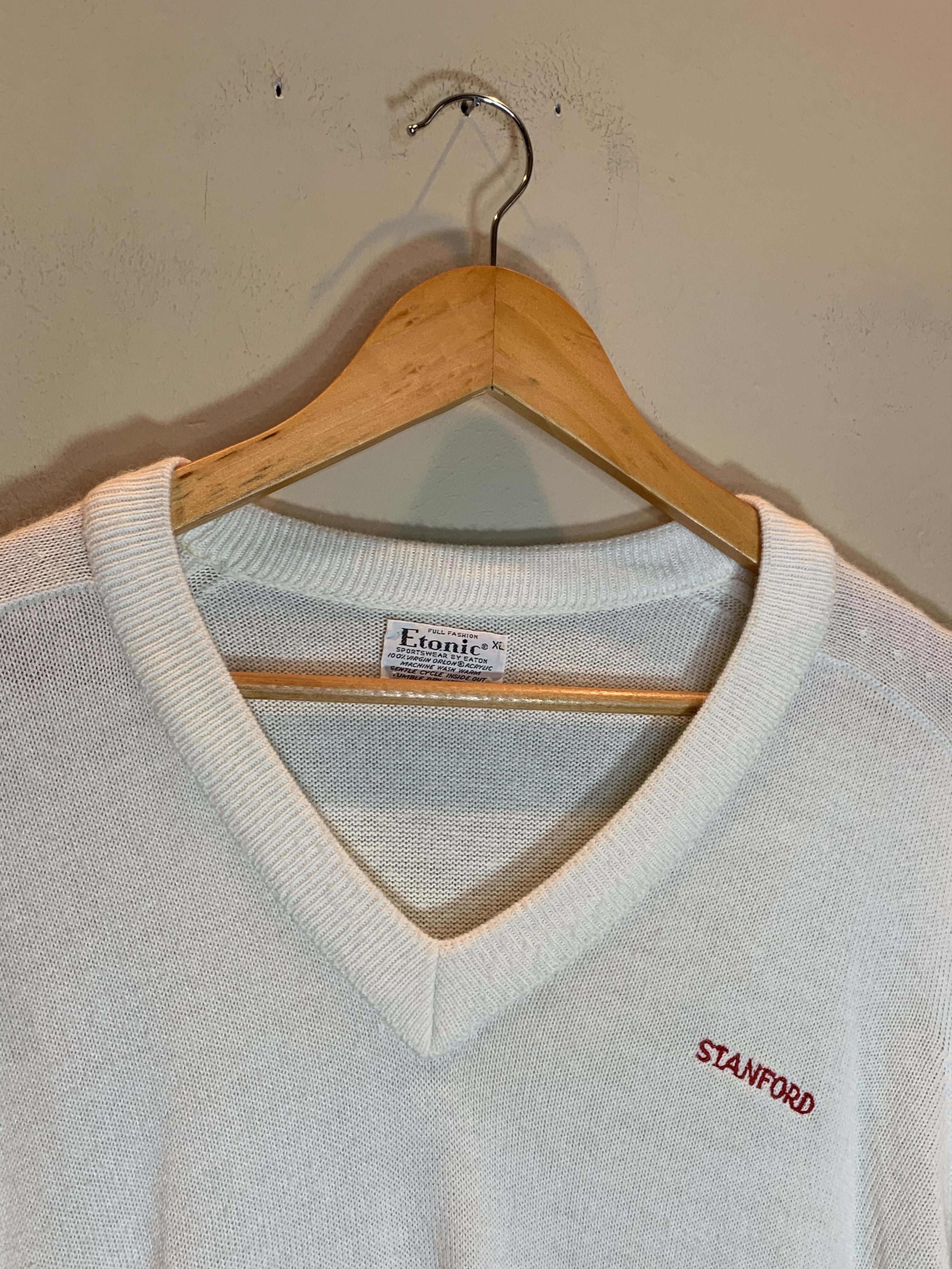 Vintage *RARE* Vintage 60’s Stanford University Knit V-Neck Sweater Size US XL / EU 56 / 4 - 2 Thumbnail