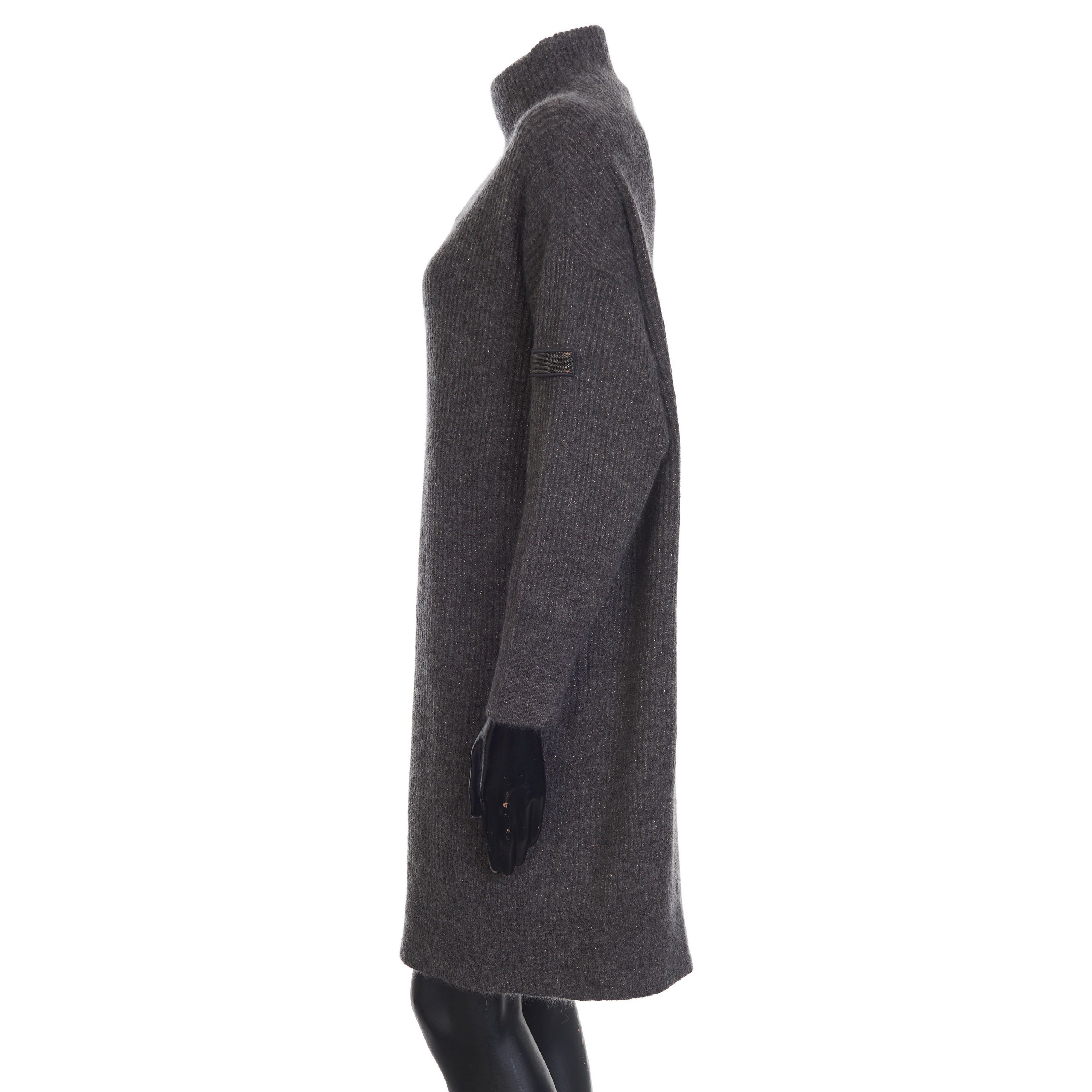 Brunello Cucinelli Sparkling Gray Sweater Dress - Monili, Mohair/Metallic Knit Size M / US 6-8 / IT 42-44 - 4 Thumbnail