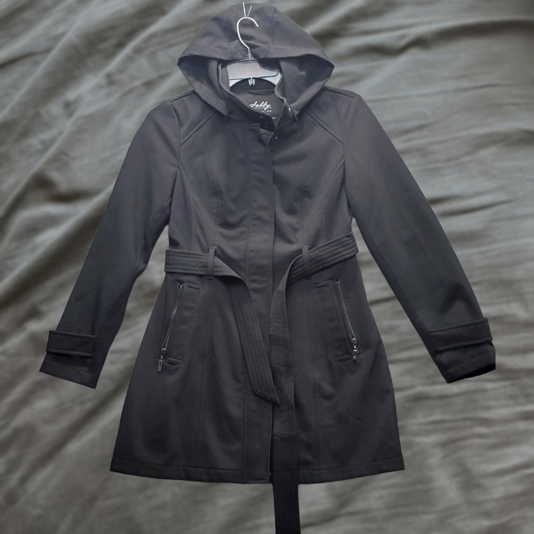 Vintage Sebby Coat Womens M Black Collection Trench Water Resistant Windproof Zip EUC Size M / US 6-8 / IT 42-44 - 1 Thumbnail