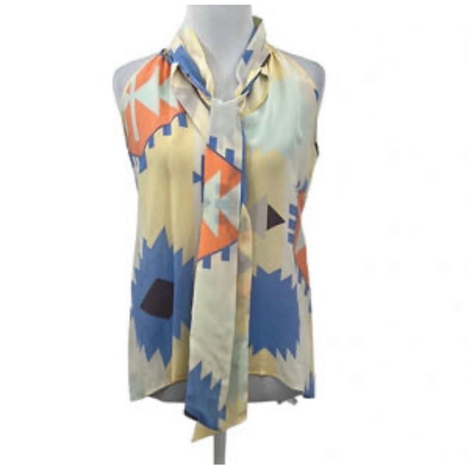 Hunter Hunter Dixon Yellow USA made Blouse‎ Tie Neckline M A001846 Size M / US 6-8 / IT 42-44 - 1 Thumbnail