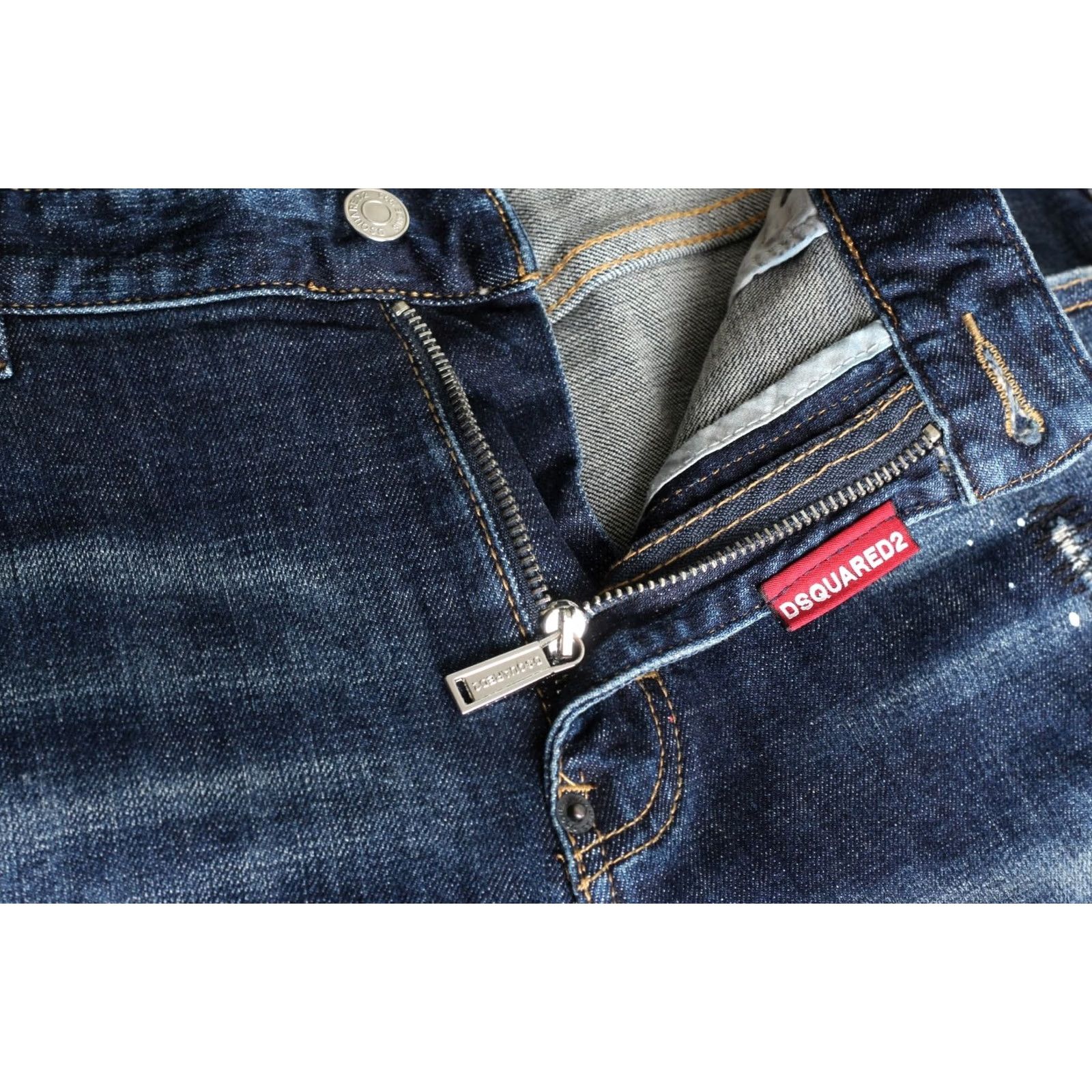 Dsquared2 DSQUARED2 Slim Jeans Men Size 50 34 W 31 L Stretch Tapered Zip Fly Denim Blue Regular Jeans Mens Size US 34 / EU 50 - 7 Thumbnail