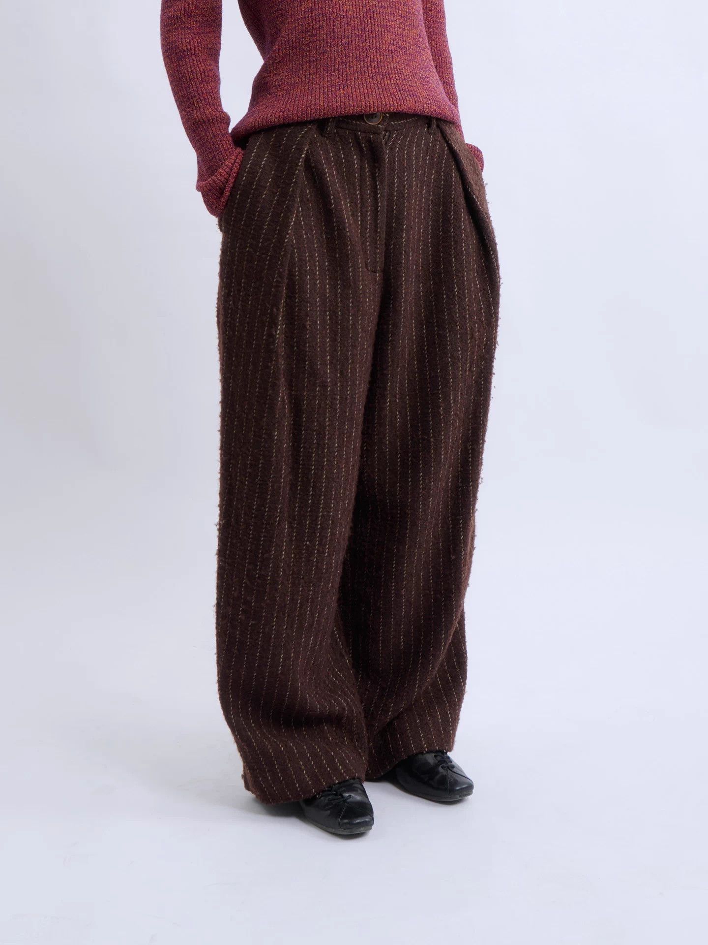 Vivienne Westwood Vivienne Westwood 00s Red Label Burgundy Wool Stripe WLeg 0 Size 24" / US 00 / IT 34 - 4 Thumbnail