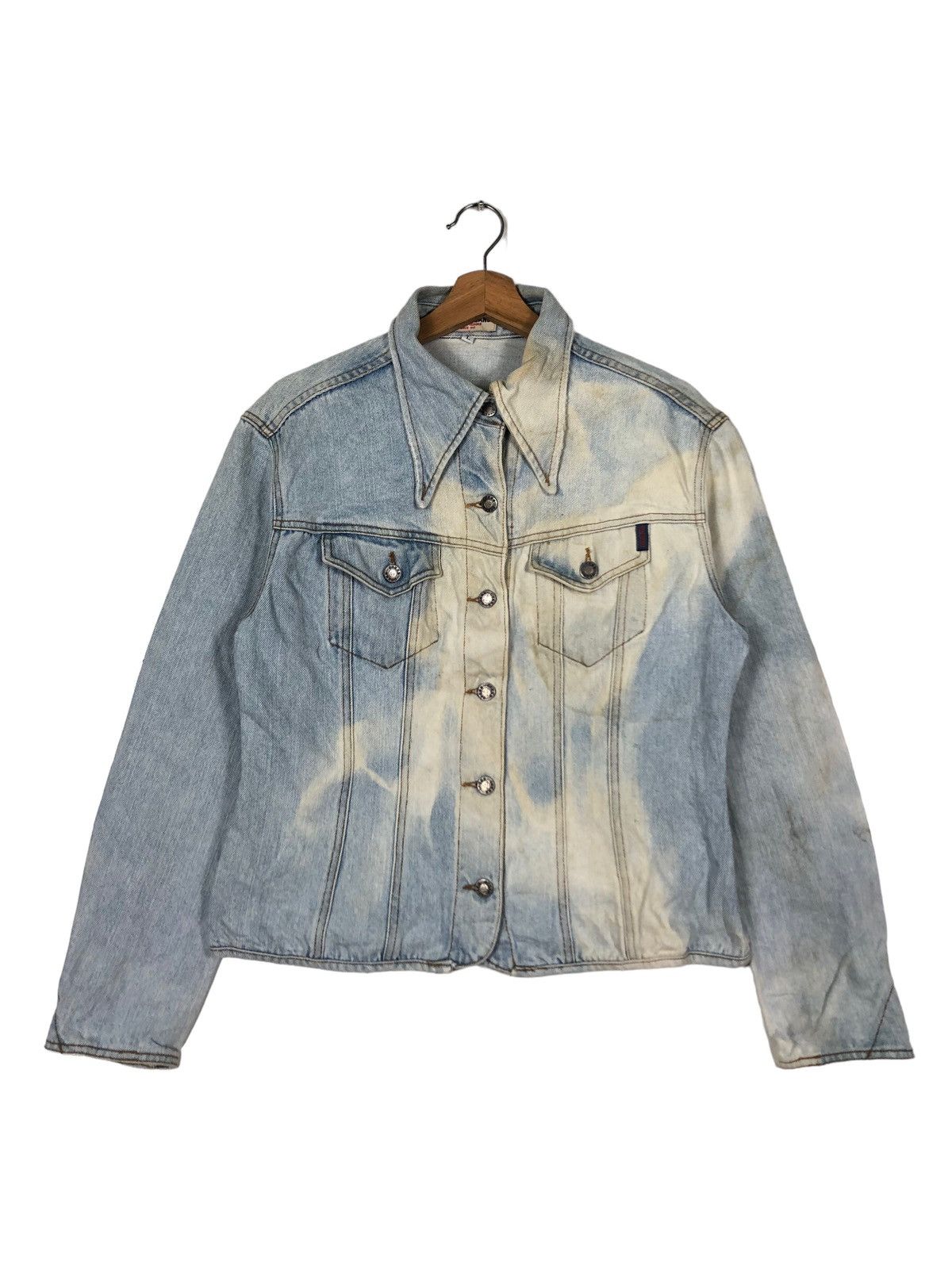 Guess 🔥90’s Cropped Biker Trucker Denim Jacket Guess USA AcidWash Size US L / EU 52-54 / 3 - 1 Thumbnail