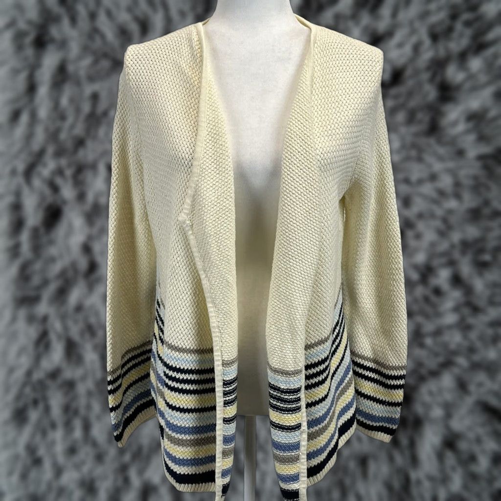 J. Jill VINTAGE J. Jill Womens Knit Cardigan Sweater Sz Medium Ivory Open Front Casual Fall Size M / US 6-8 / IT 42-44 - 1 Thumbnail