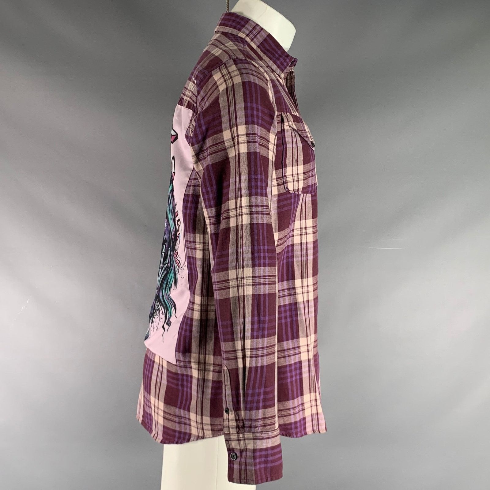 Cult Of Individuality Size S Purple Plaid Cotton Button Up Long Sleeve Shirt Size US S / EU 44-46 / 1 - 3 Thumbnail