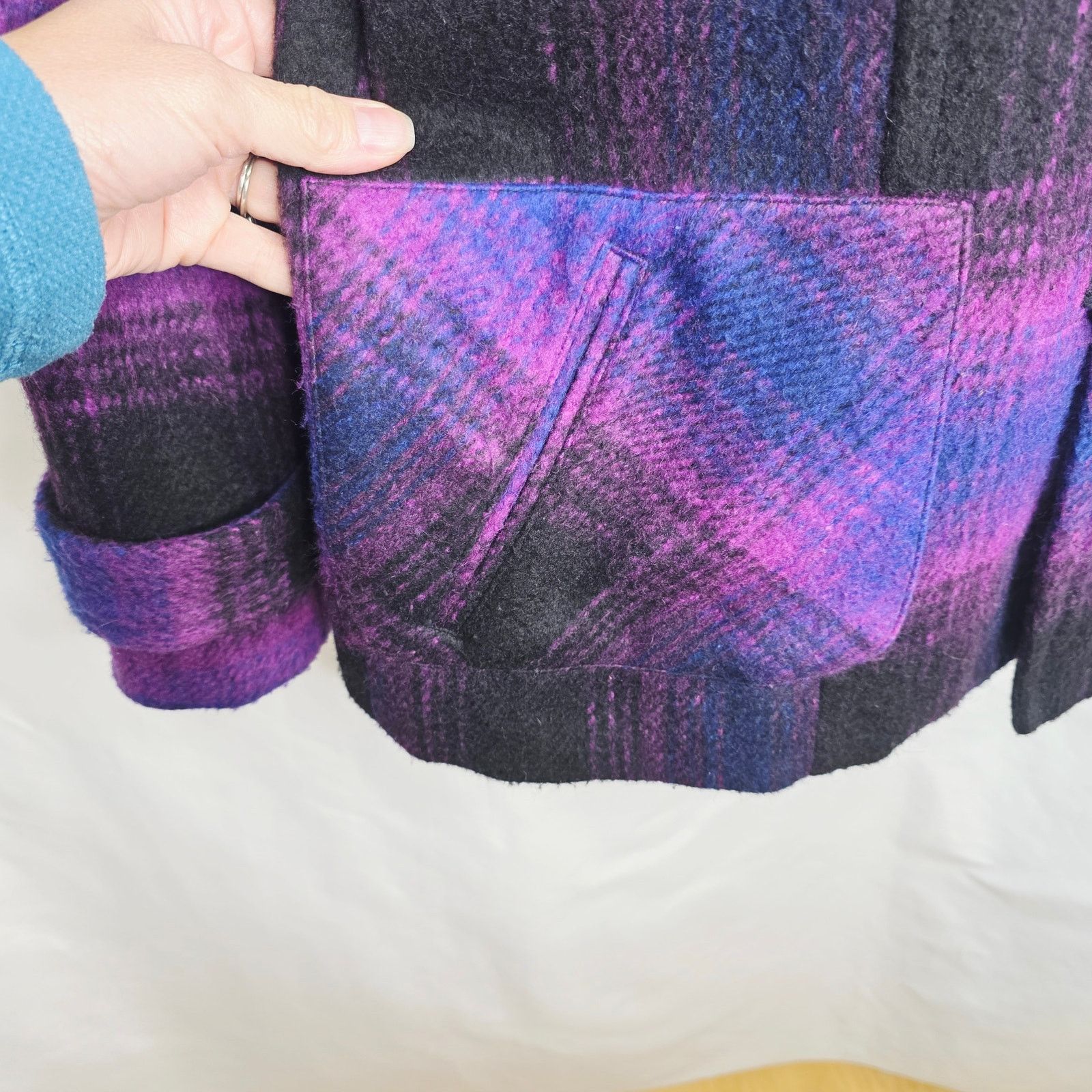 Coldwater Creek Coldwater Creek Purple & Black Plaid Wool Blend Jacket Size XL / US 12-14 / IT 48-50 - 8 Thumbnail