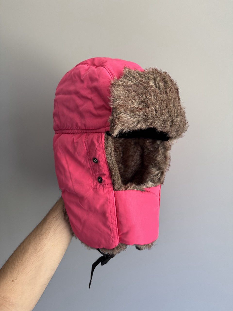 Japanese Brand Vintage Pink Nylon Ushanka Fuzzy Warm Trapper Fur Hat Size ONE SIZE - 6 Thumbnail