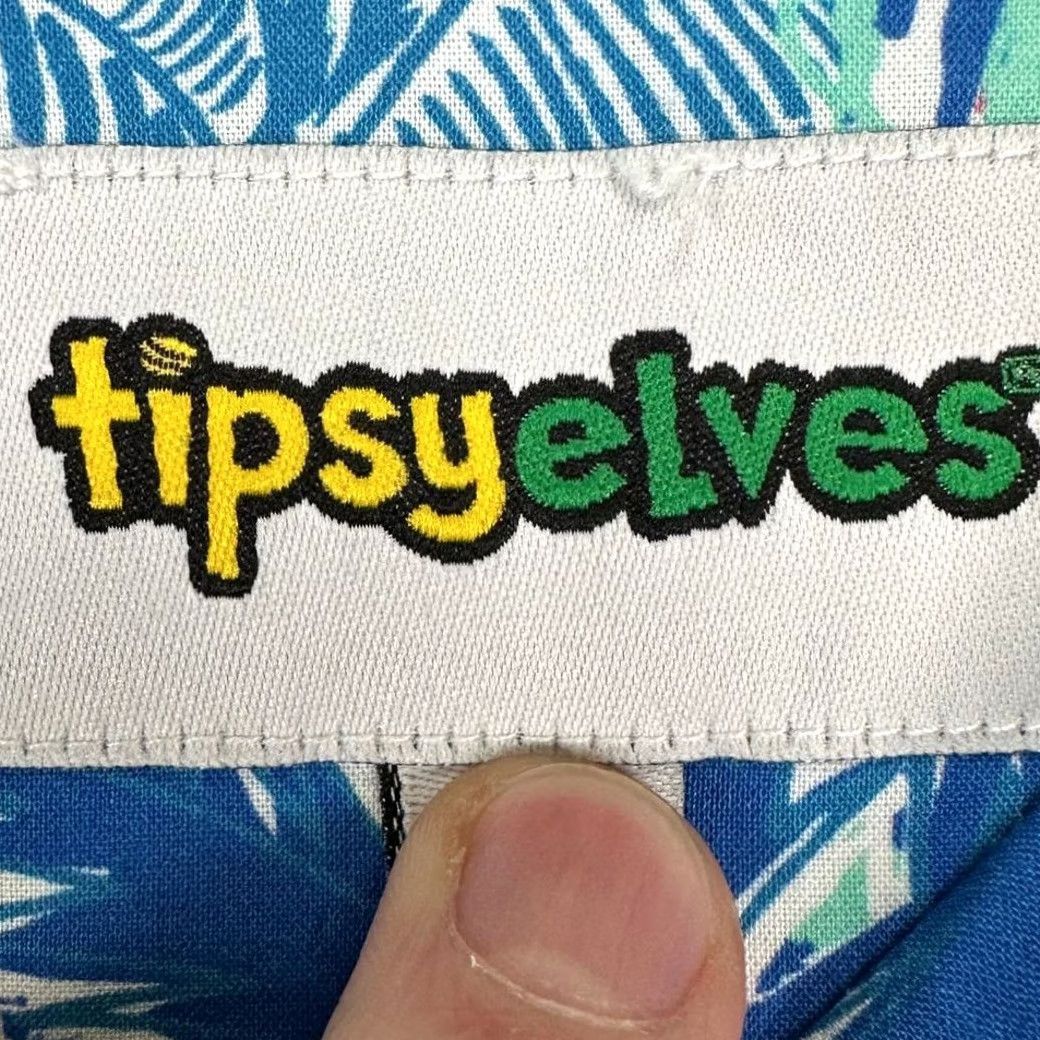 Vintage Tipsy Elves Island Breeze Hawaiian Shirt Adult XL Blue Mens Preppy Geometric Button-Up Short Sleeve Breathable Crowned by: Tipsy Elves Island Breeze Size US XL / EU 56 / 4 - 4 Thumbnail