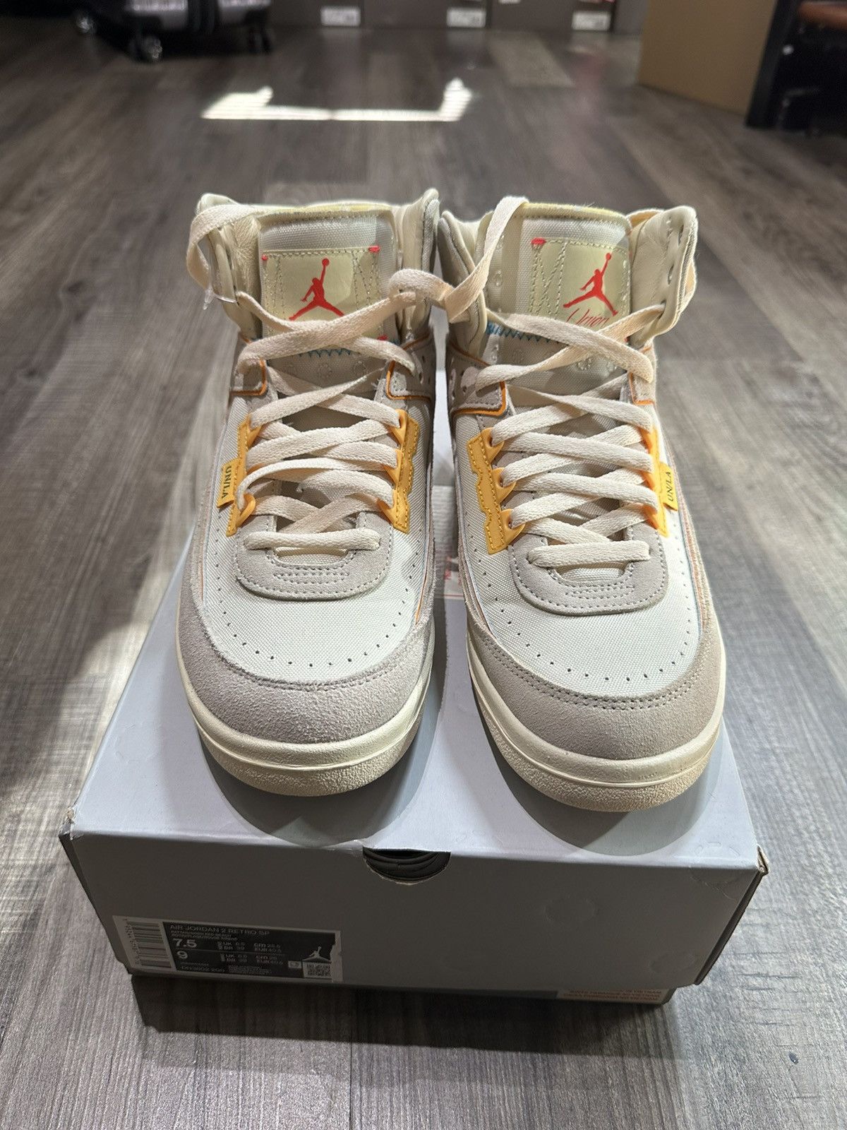 image of Nike Air Jordan Union 2 Rattan Size 7.5 Shoes in Yellow, Men's