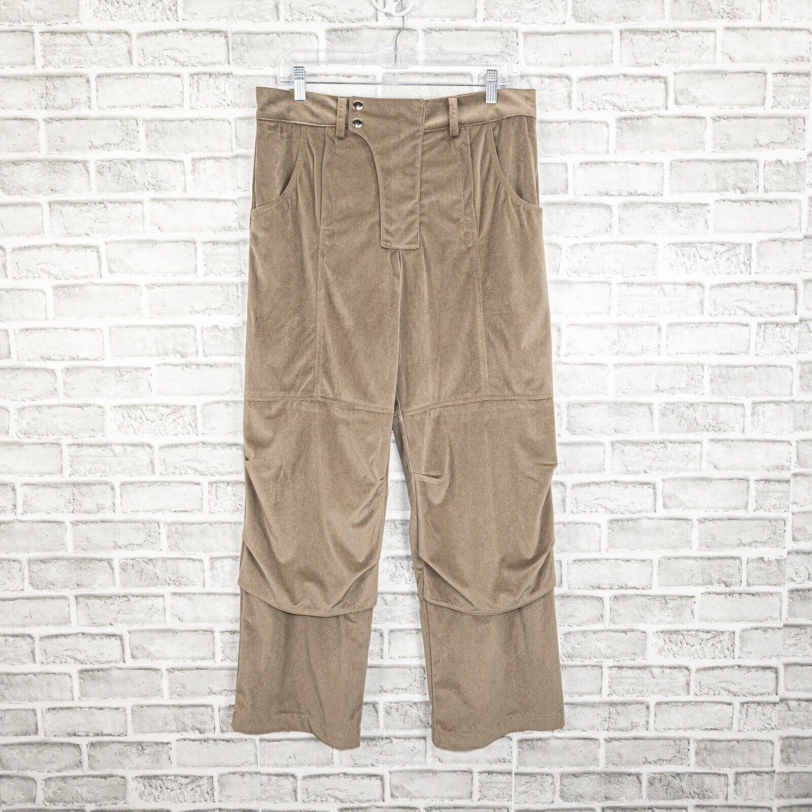 Goodfight Goodfight Textured Layered Trouser Pants wide leg in Tan Size US 32 / EU 48 - 1 Thumbnail