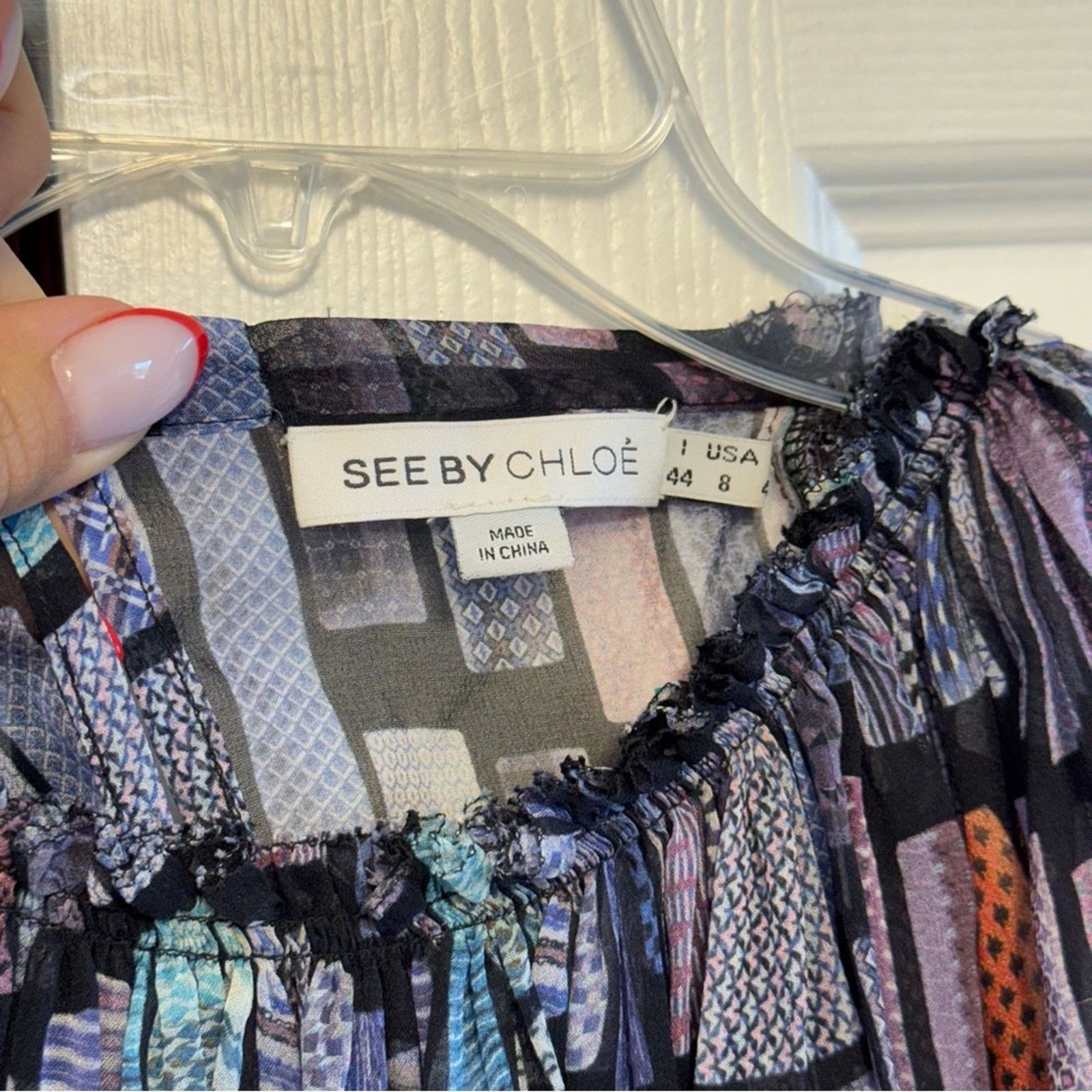 See by Chloe See By Chloe Purple and Orange Pleated Blouse, Size 8, Silk Size M / US 6-8 / IT 42-44 - 5 Thumbnail