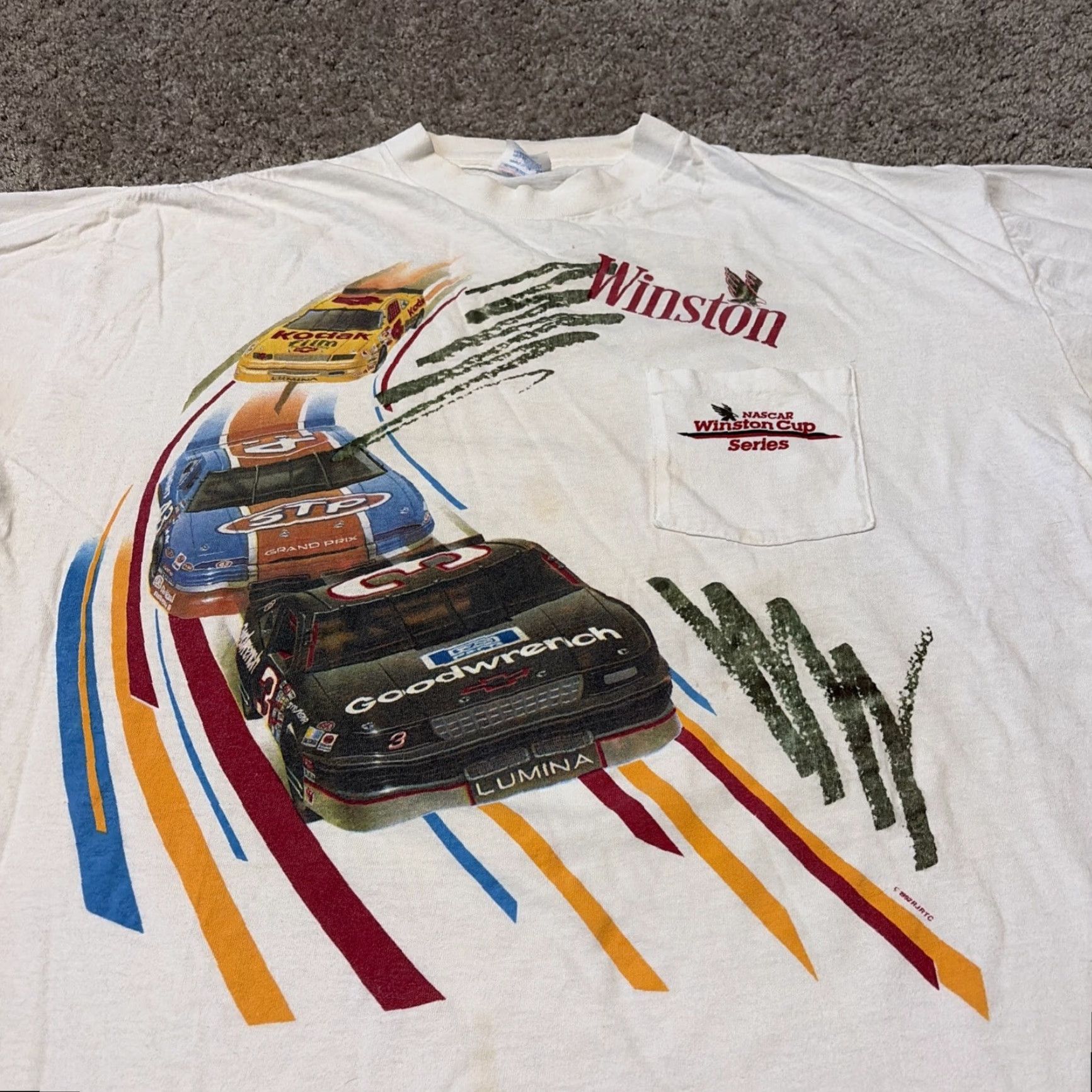 Vintage VINTAGE Winston NASCAR Front Pocket White Racing T-Shirt XL Men 90s Size US XL / EU 56 / 4 - 3 Thumbnail