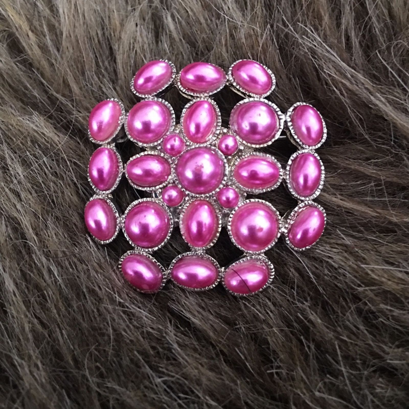 Vintage Vintage 80s metallic pink faux pearl pin brooch Size ONE SIZE - 1 Thumbnail