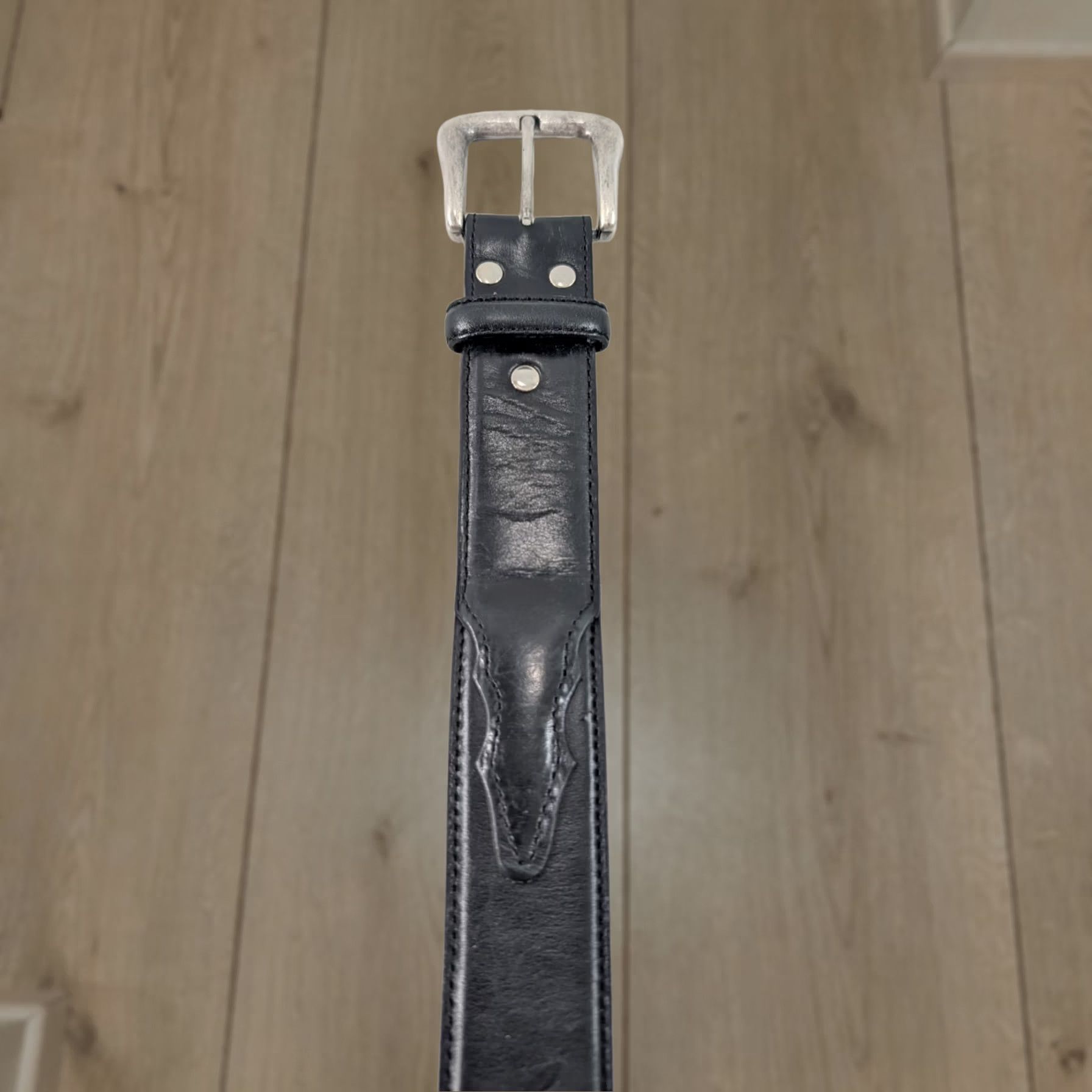 VTG Carlisle Black Silver Western Art Deco Leather Belt S VTG Carlisle Black Silver Western Art Deco Leather Belt S main image 4