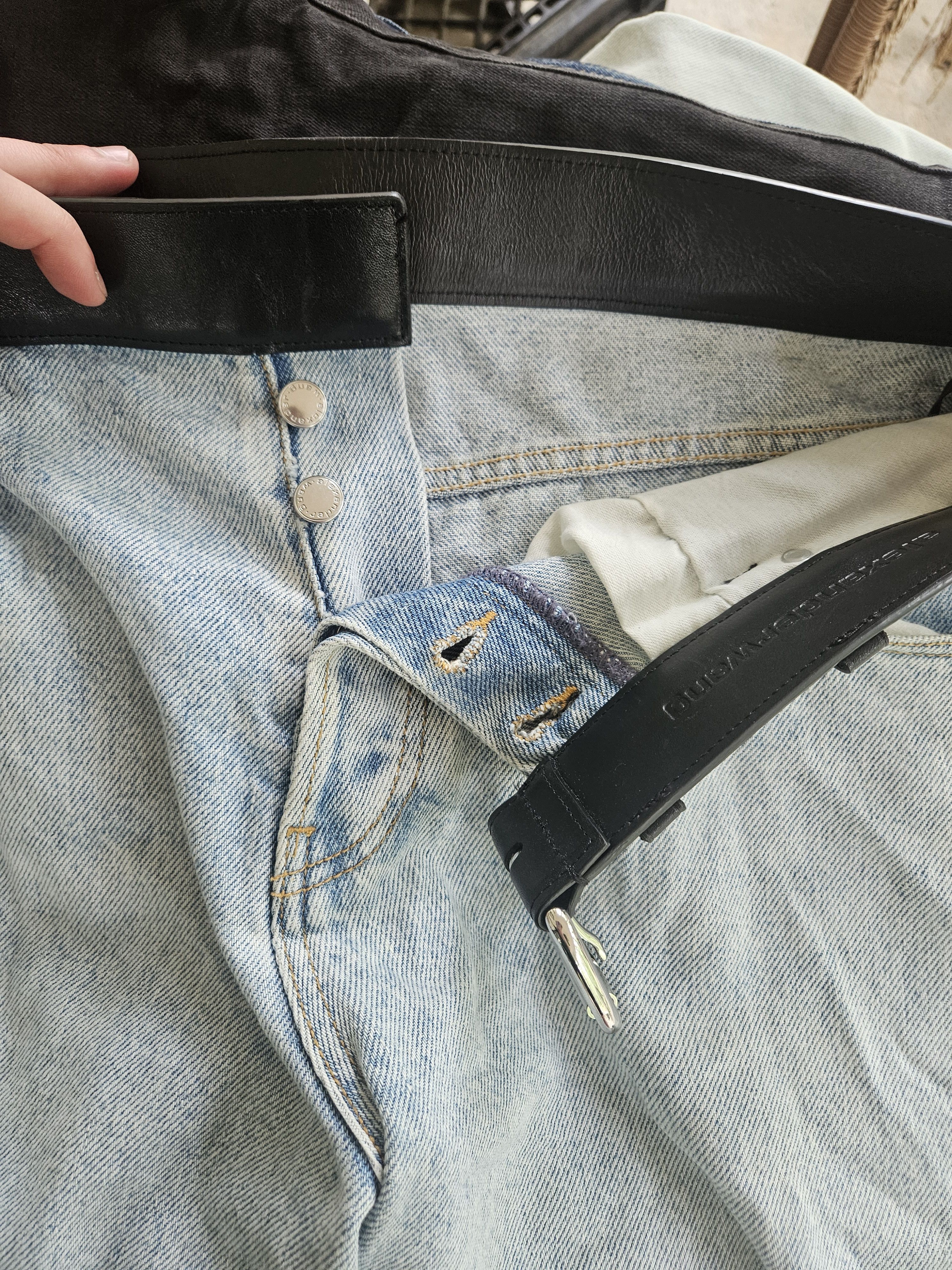 Alexander Wang Black Belt Waist Baggy Blue Denim Jeans Size US 32 / EU 48 - 8 Thumbnail