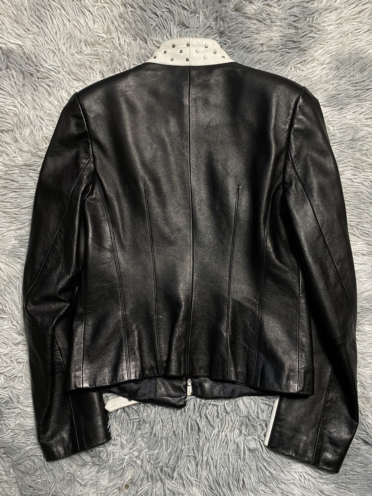 Leather × Vintage Stylish Black & White Leather Jacket - Size M Size M / US 6-8 / IT 42-44 - 8 Thumbnail