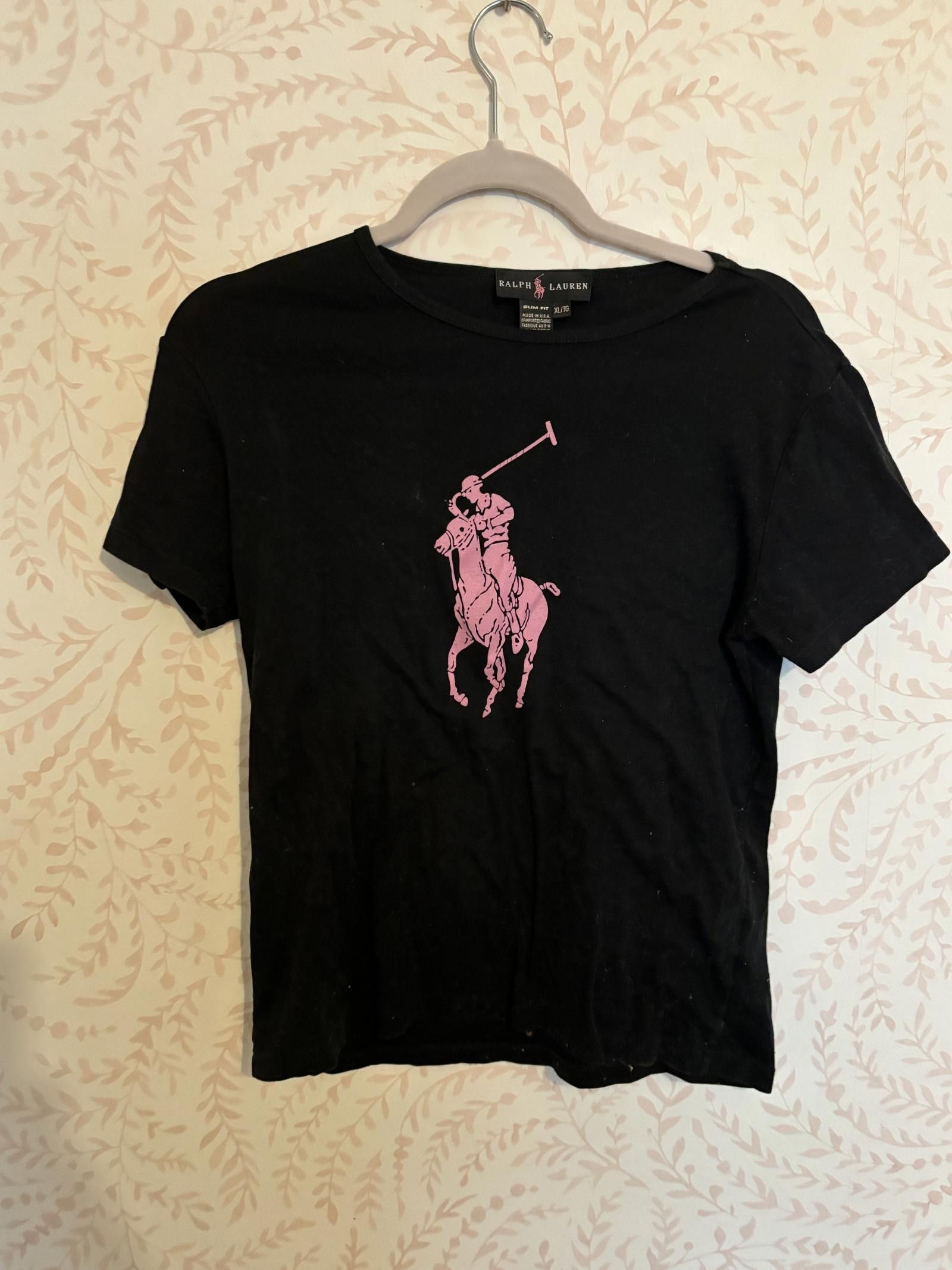 Polo Ralph Lauren Vintage Ralph Lauren Slim Fit Polo Tee - Black/Pink Graphic Size XL / US 12-14 / IT 48-50 - 1 Thumbnail