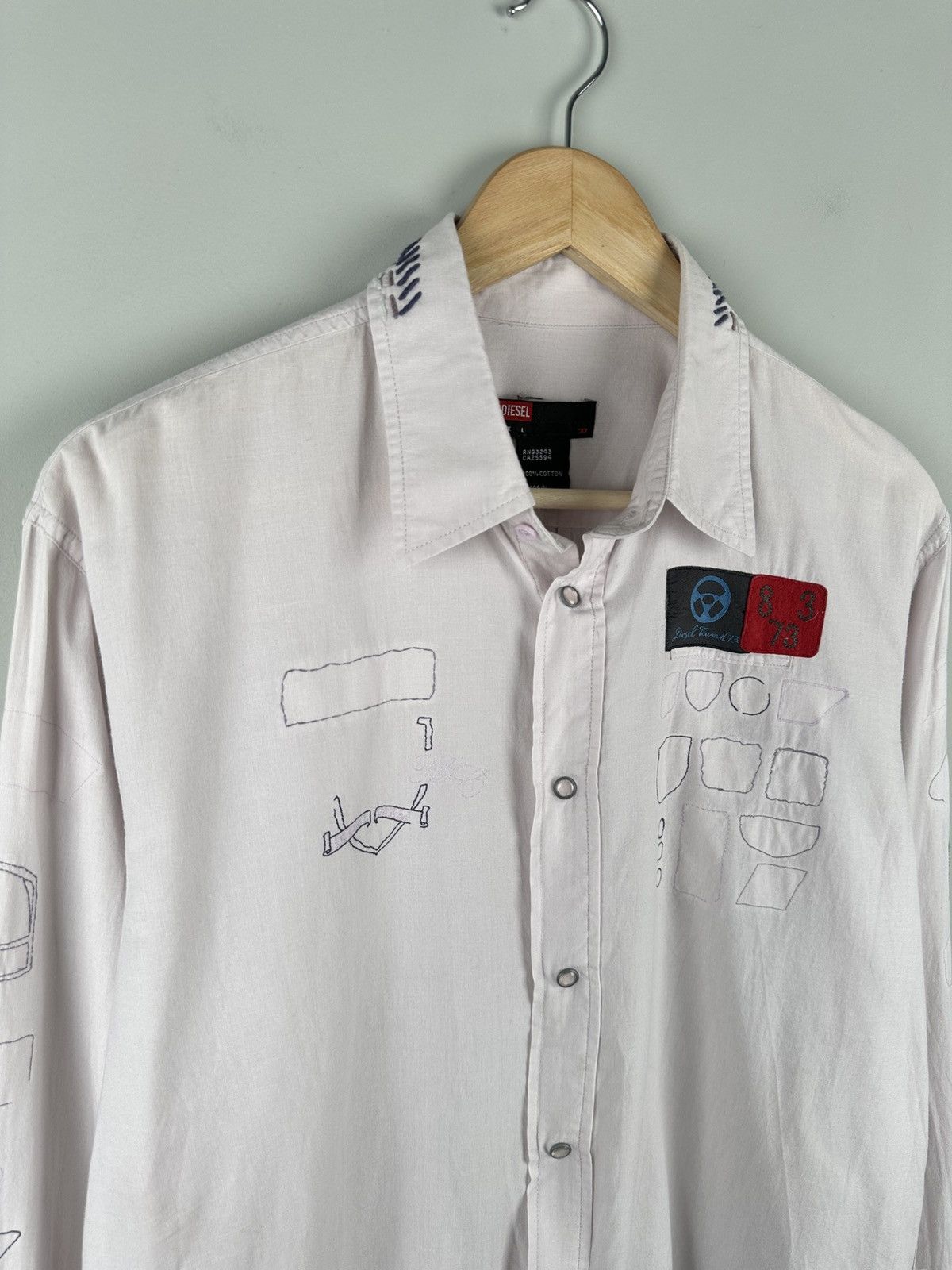 Diesel Vintage Y2k Diesel Patckwork Button Up Shirt Size US L / EU 52-54 / 3 - 3 Thumbnail
