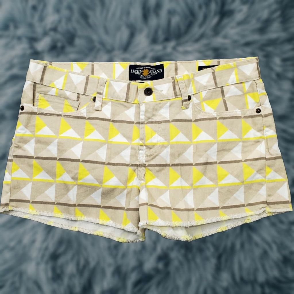 Lucky Brand Lucky Brand Riley Shorts Womens 10 Geometric Summer Comfort Fit Denim 5-Pocket Casual Travel White? Size 32" / US 10 / IT 46 - 1 Thumbnail