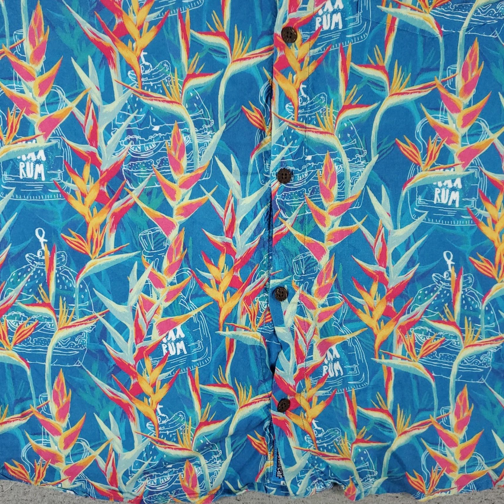 Paradise BALLS Beachwear Shirt Mens 2XL Floral Hawaiian Short Sleeve Button-Up Aloha Ivory Viscose Rayon, Beach/Cocktail/Travel, Mens Size US XXL / EU 58 / 5 - 3 Thumbnail