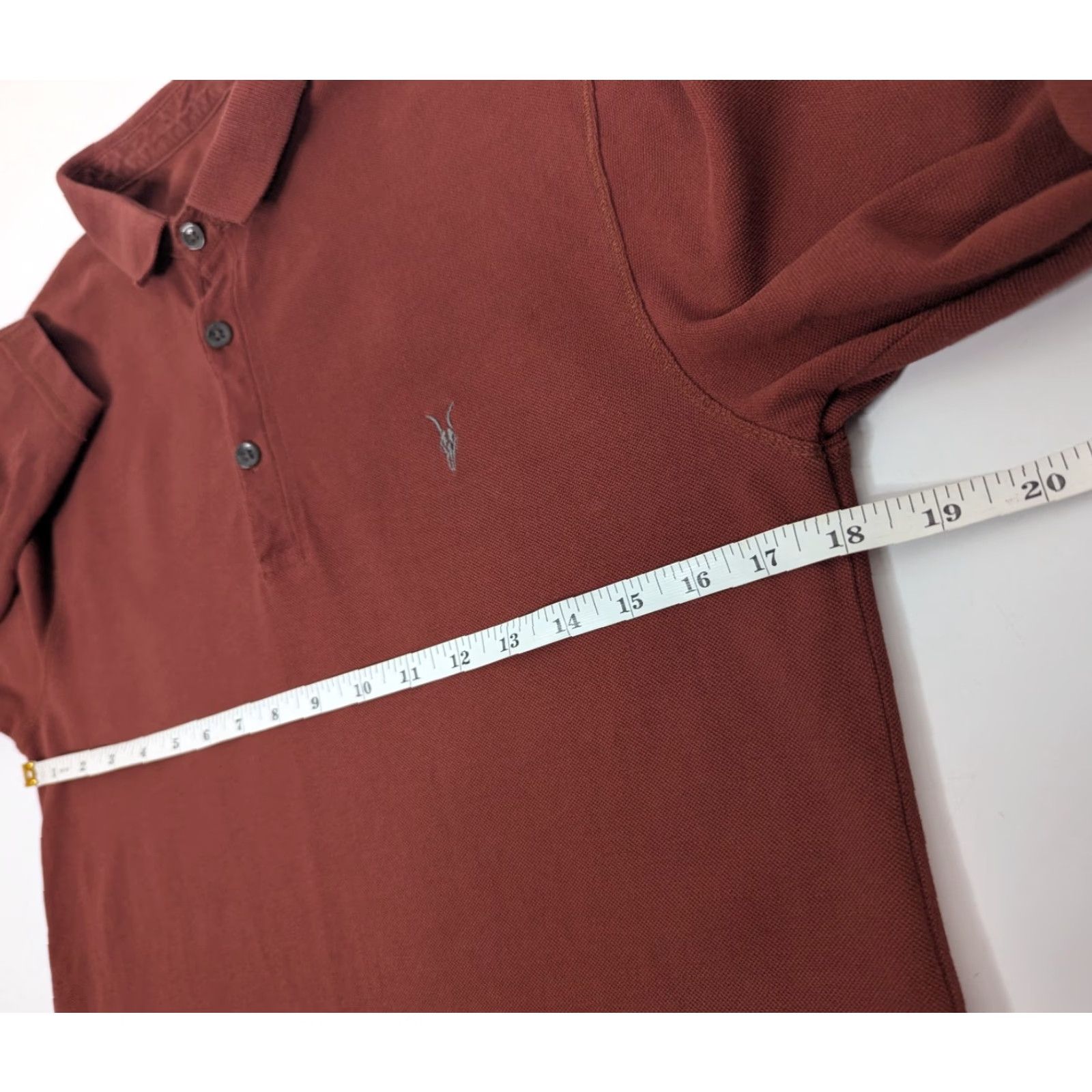 Allsaints AllSaints Polo Shirt Mens Long Sleeve Burgundy Cotton Logo Size US S / EU 44-46 / 1 - 6 Thumbnail