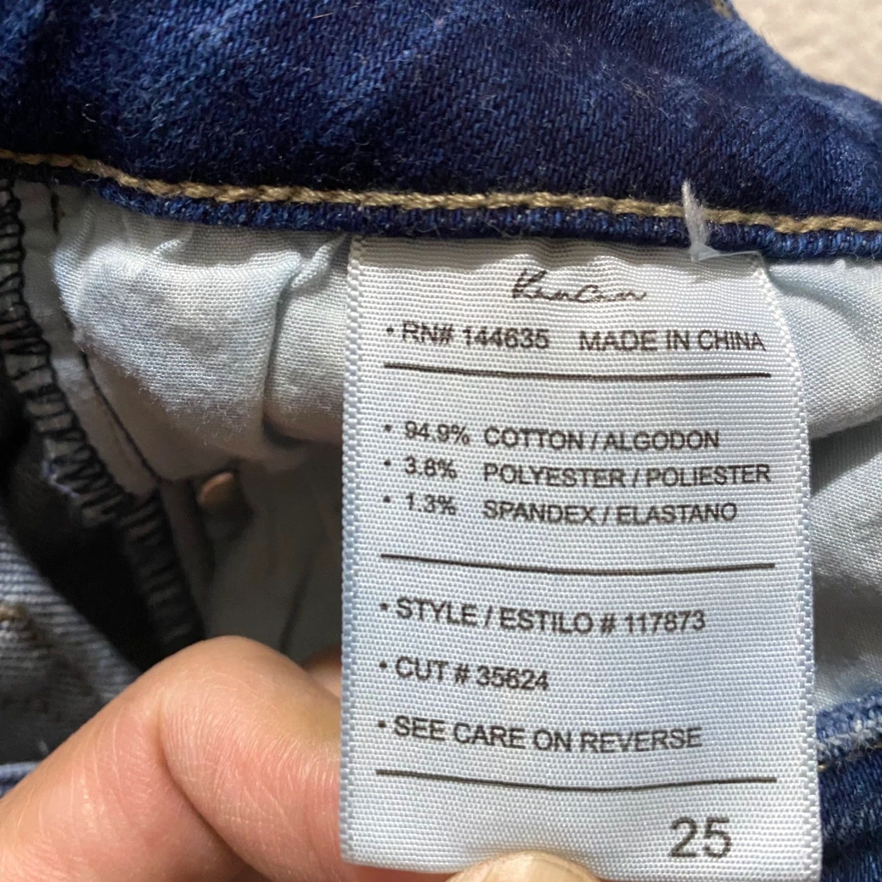Vintage KanCan Jeans Blue Denim Dark Wash Skinny Distressed Raw Hem Womens Size 25 Regular Size 42" / US 20 - 4 Thumbnail