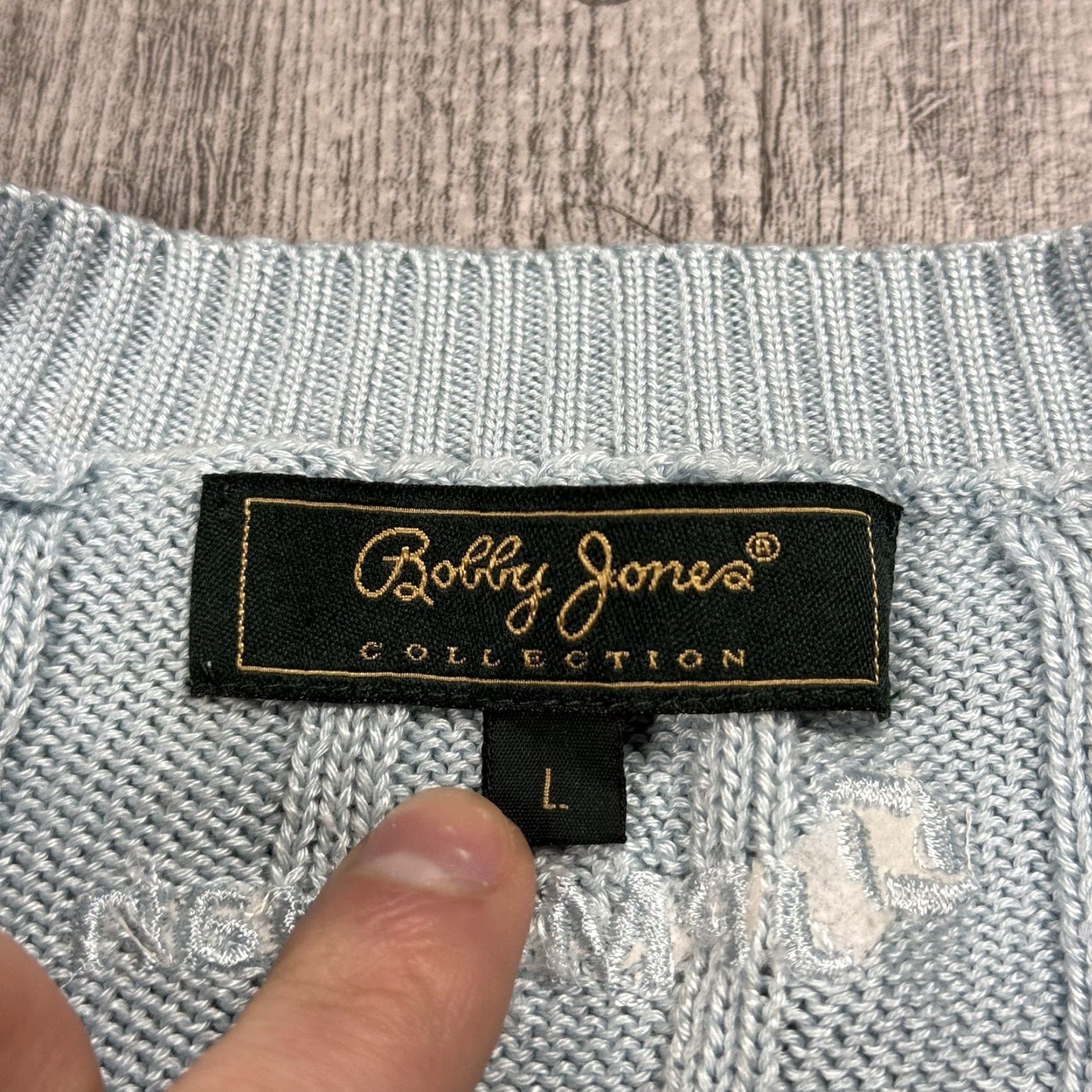 Vintage Bobby Jones Vest Adult L Pastel Blue Cable Knit Cotton Golf Mens Size US L / EU 52-54 / 3 - 4 Thumbnail