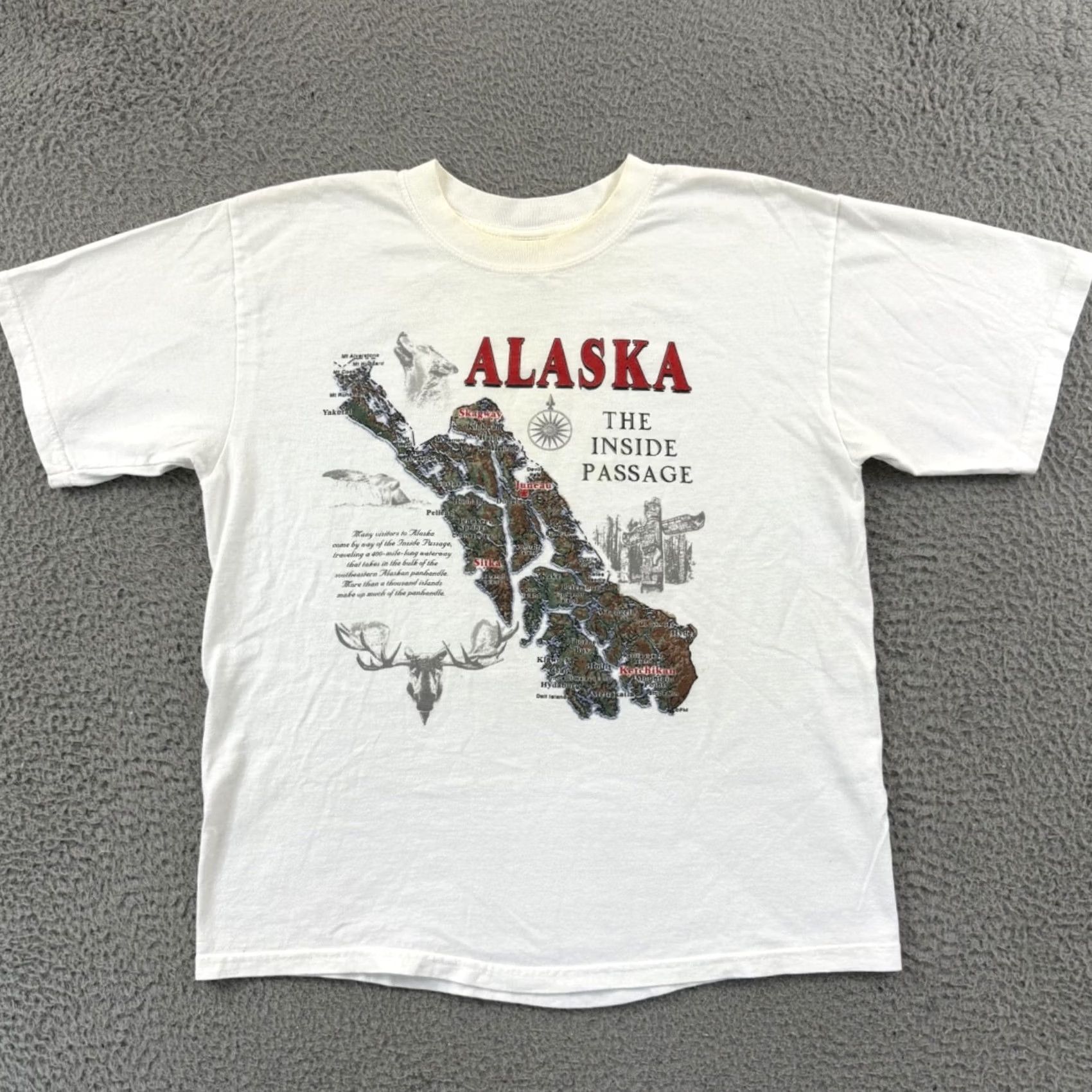 Anvil VINTAGE Alaska Shirt Mens M White The Inside Passage 90s Short Sleeve USA Size US M / EU 48-50 / 2 - 2 Thumbnail